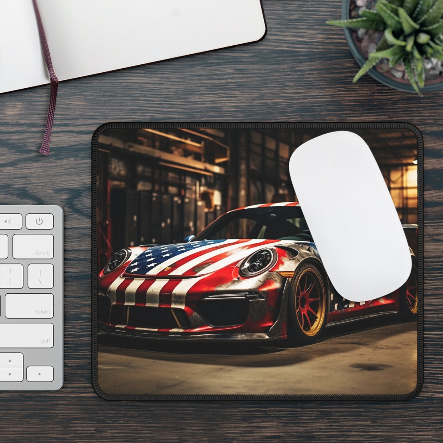 Gaming Mouse Pad  American Flag Porsche 4