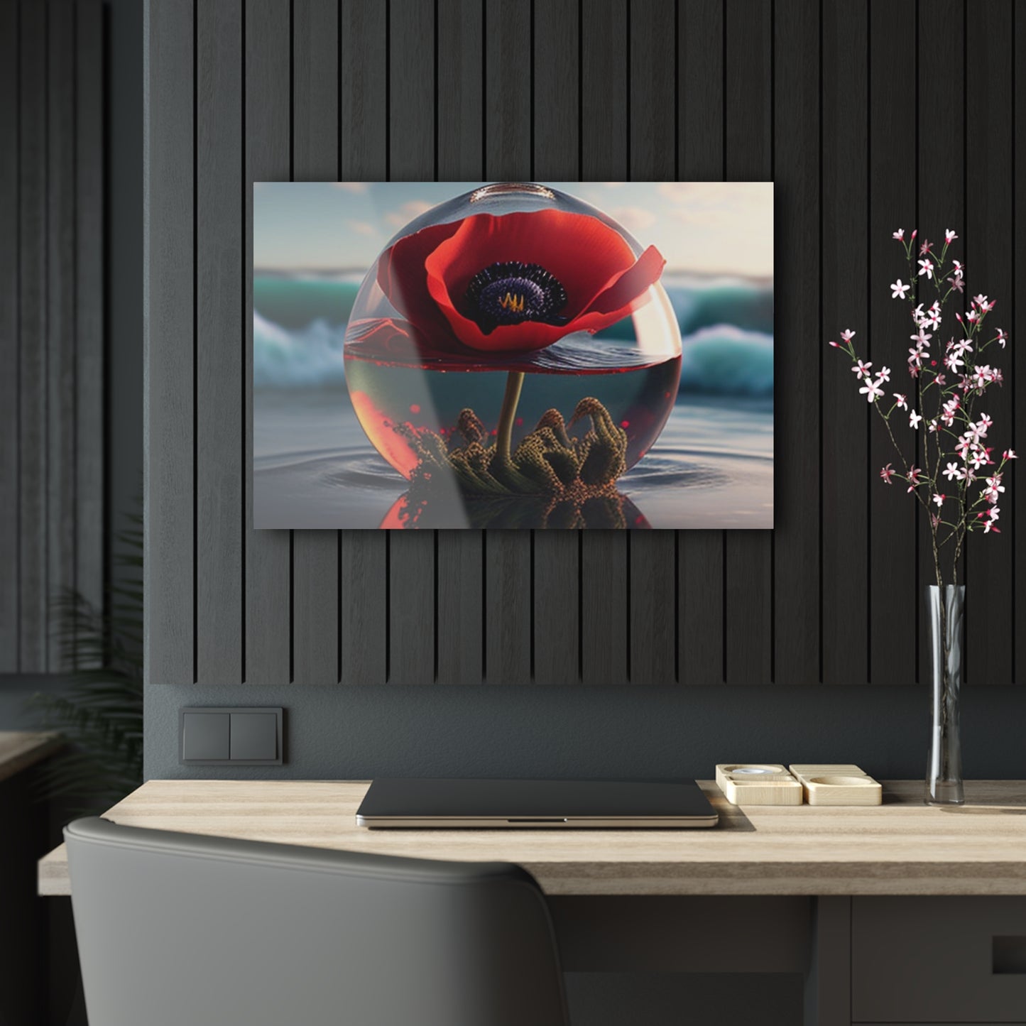 Acrylic Prints Red Anemone in a Vase 4