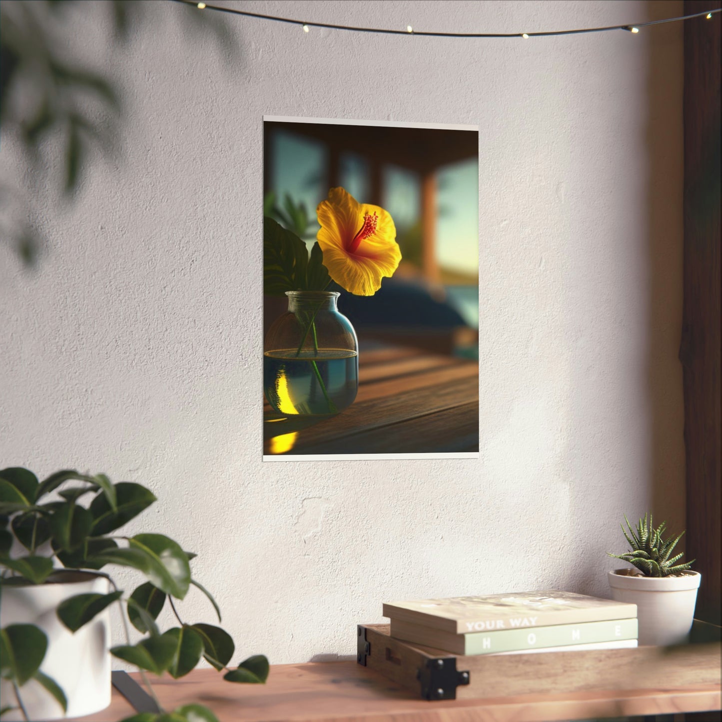 Premium Matte Vertical Posters Yellow Hibiscus Wood 2