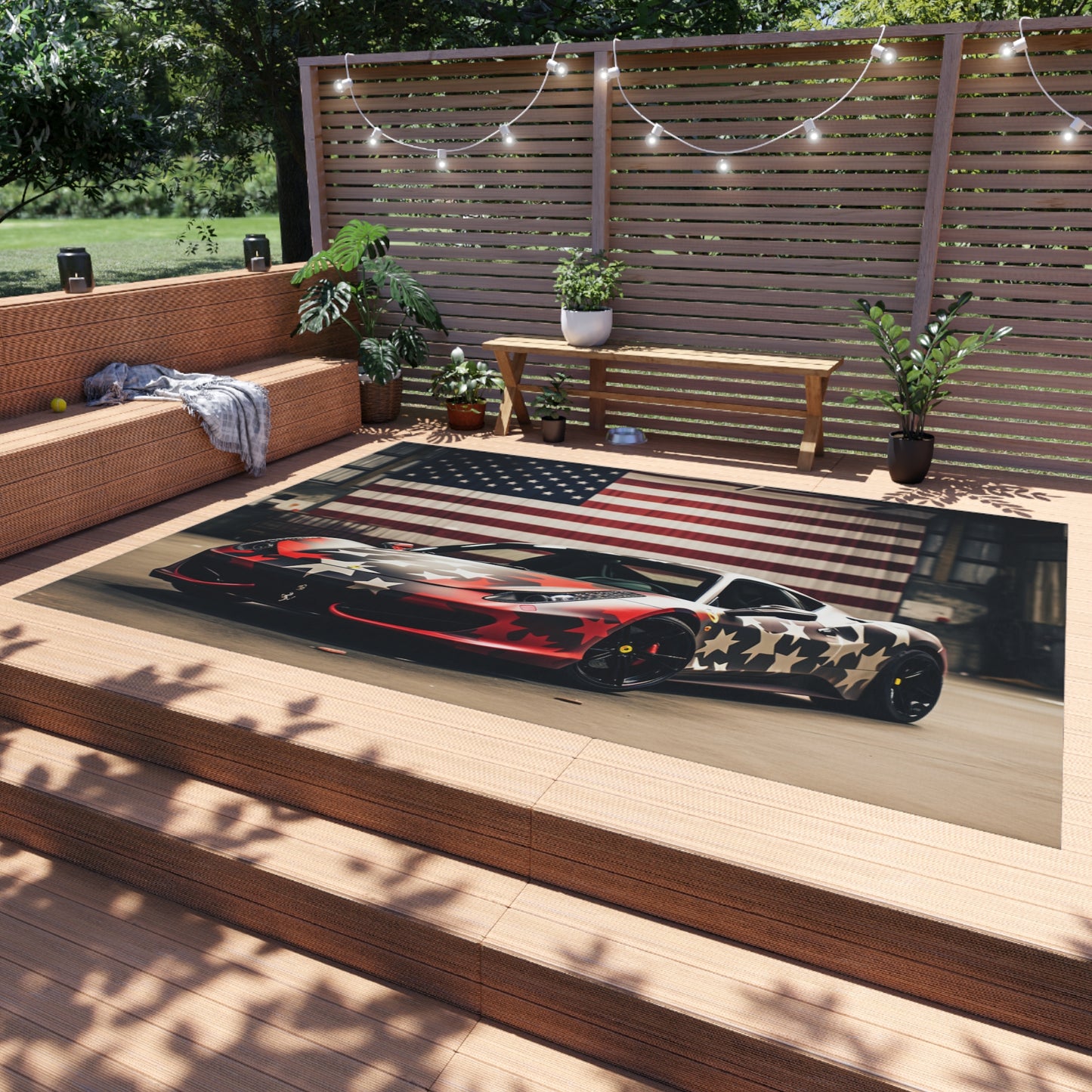 Outdoor Rug  American Flag Farrari 1