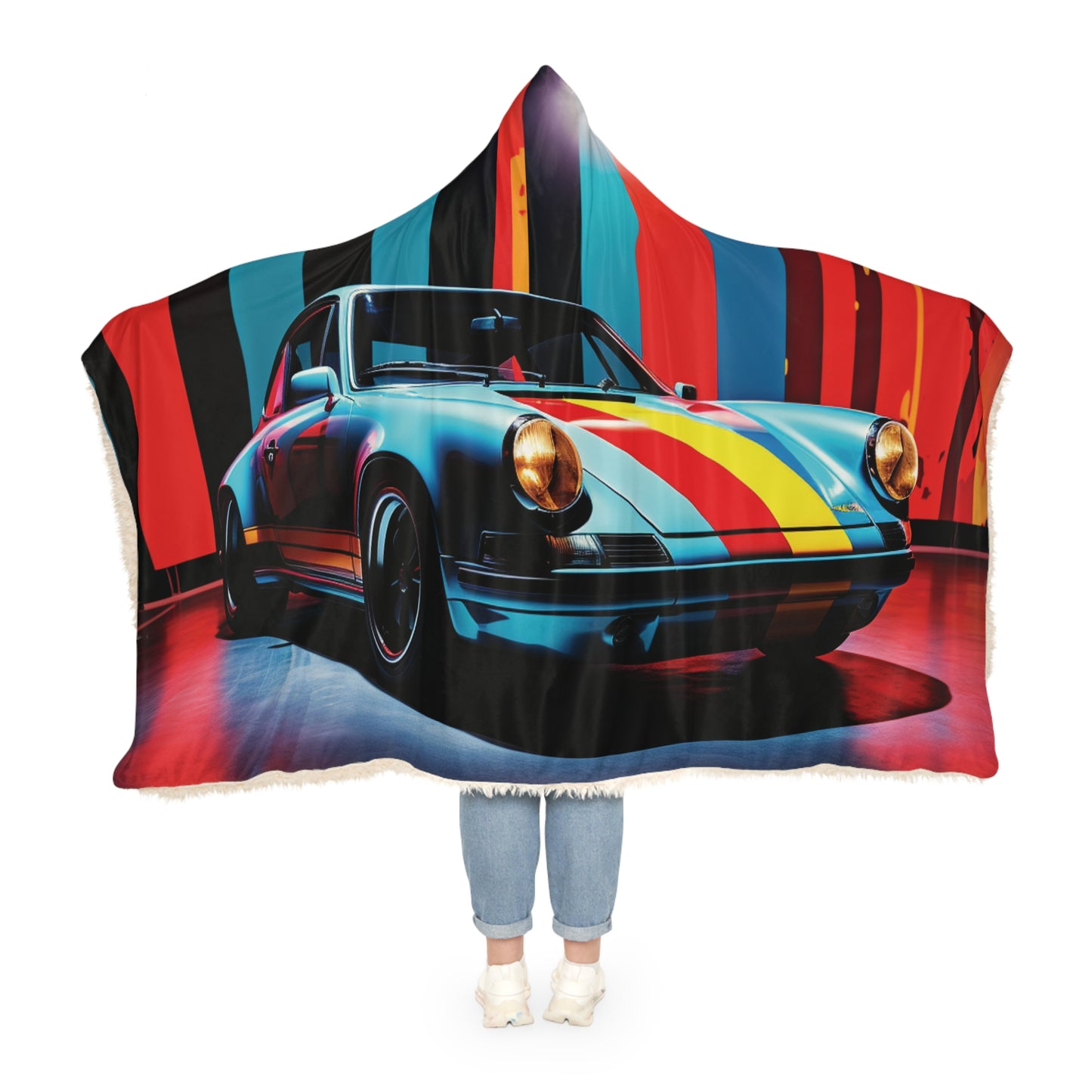 Snuggle Hooded Blanket Macro American Flag Porsche 3