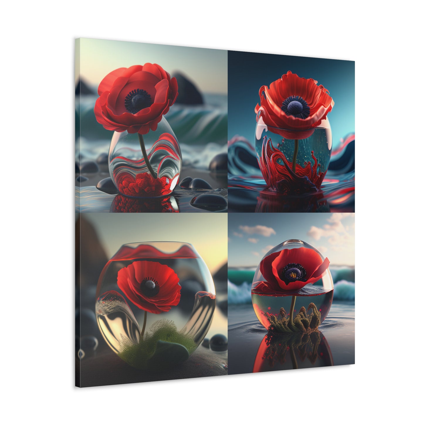 Canvas Gallery Wraps Red Anemone in a Vase 5
