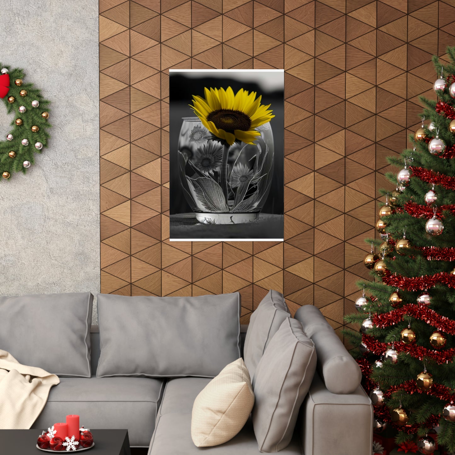 Premium Matte Vertical Posters Yellw Sunflower in a vase 1