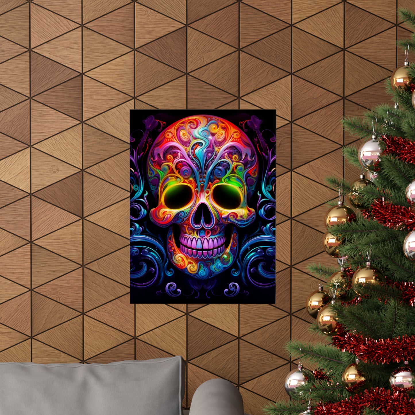 Premium Matte Vertical Posters Macro Skull Color 2