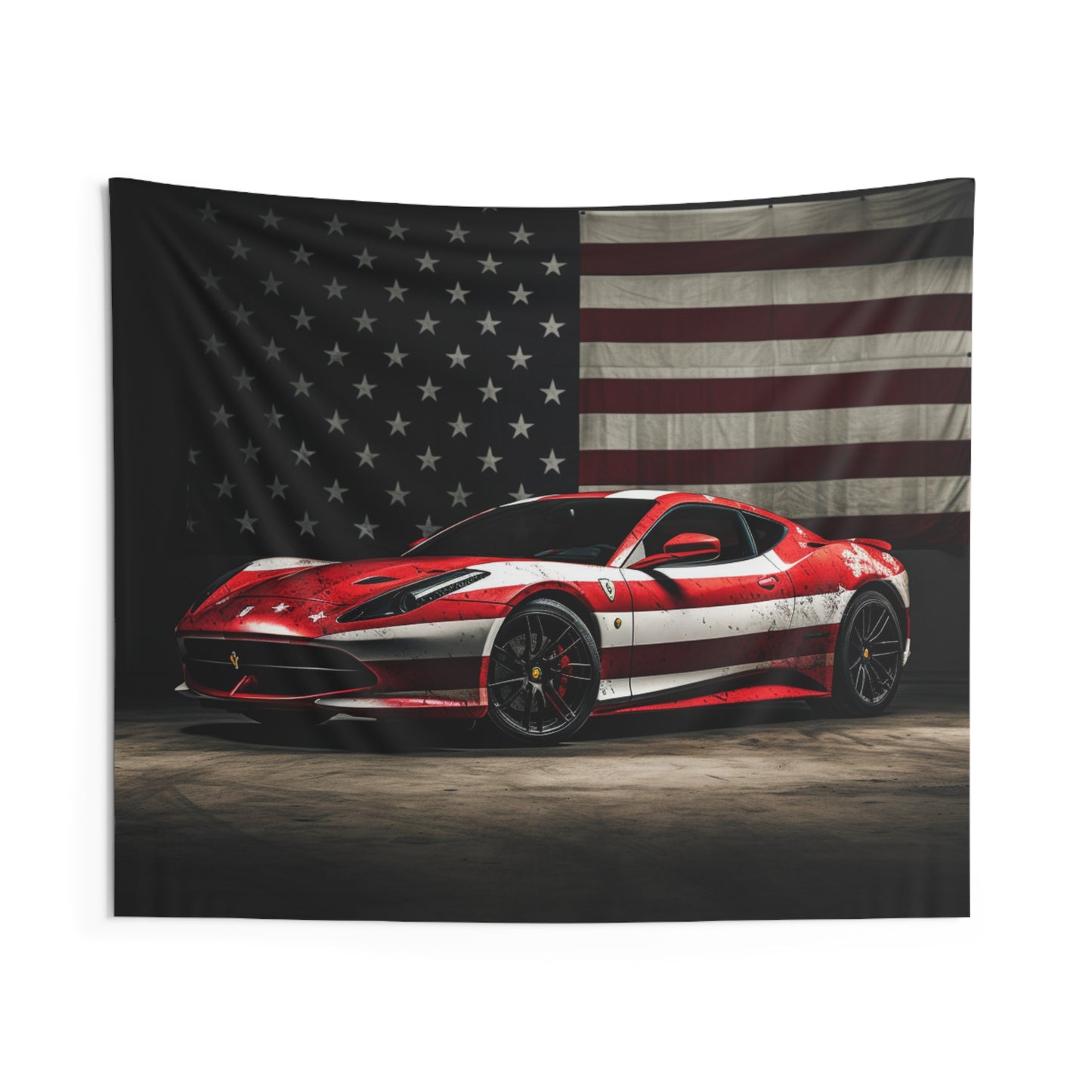 Indoor Wall Tapestries American Flag Background Ferrari 1