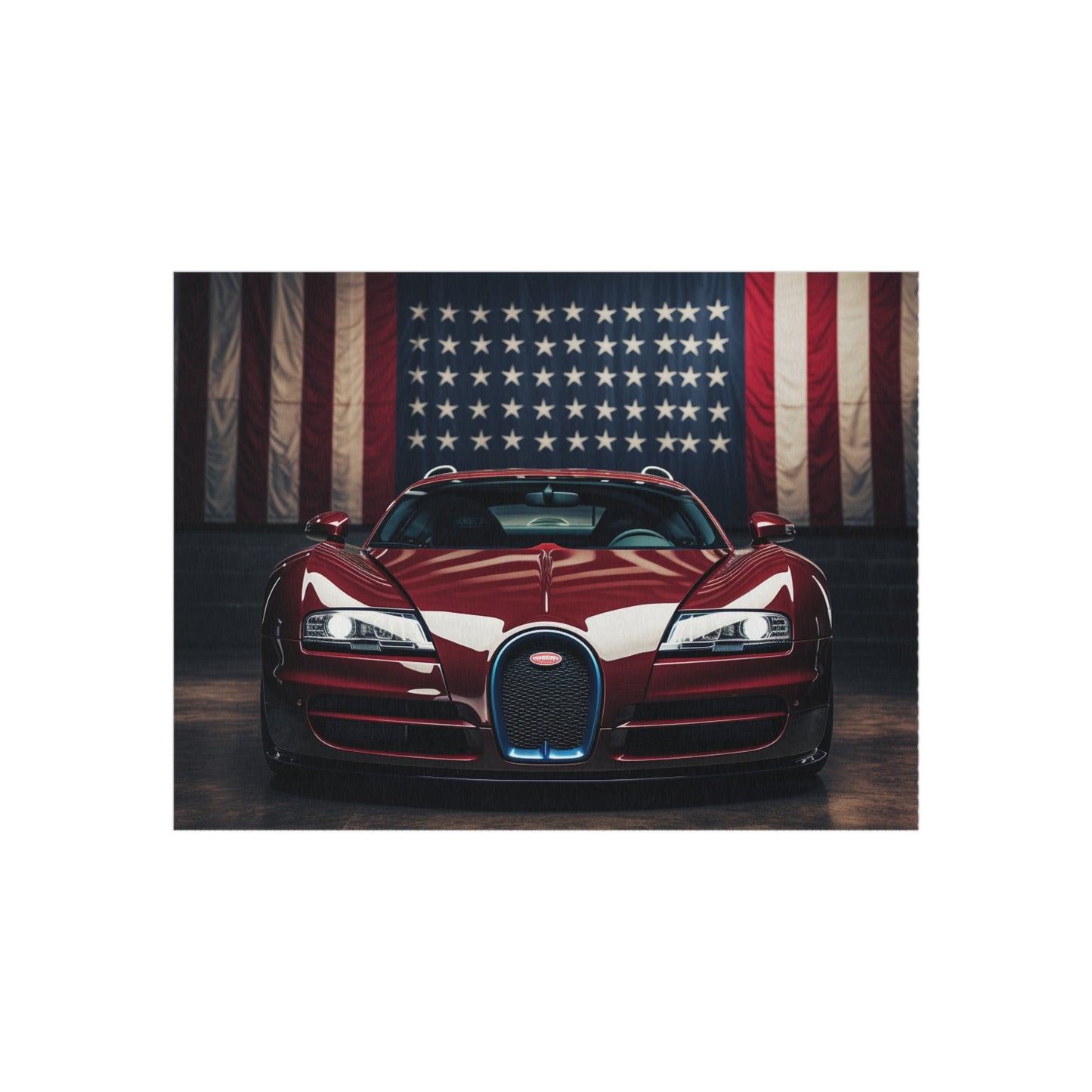 Outdoor Rug  American Flag Background Bugatti 1