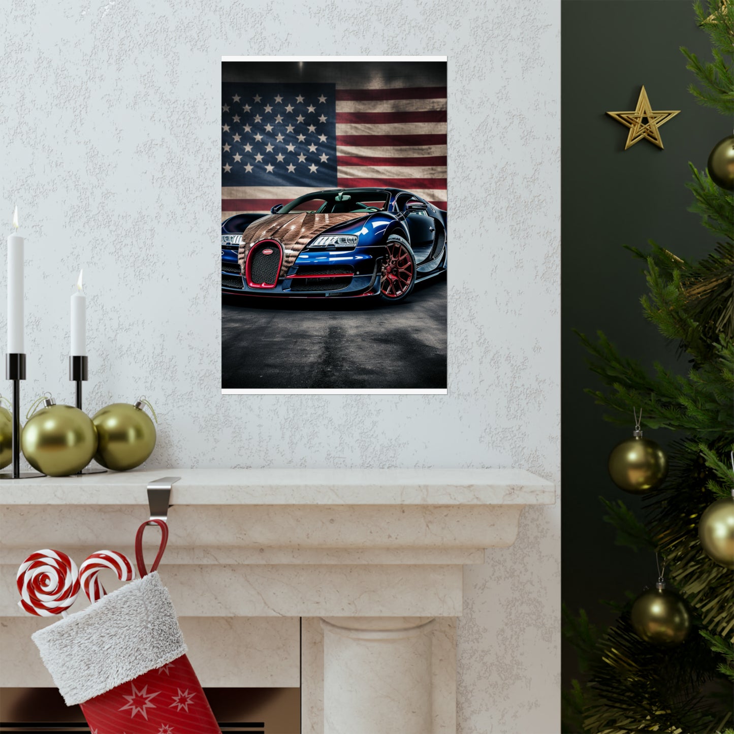 Premium Matte Vertical Posters Bugatti American Flag 4