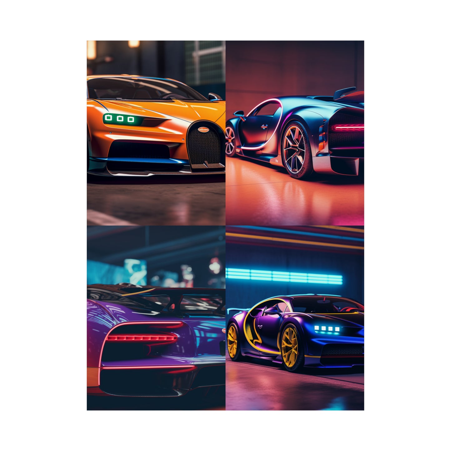 Premium Matte Vertical Posters Hyper Bugatti Neon Chiron 5