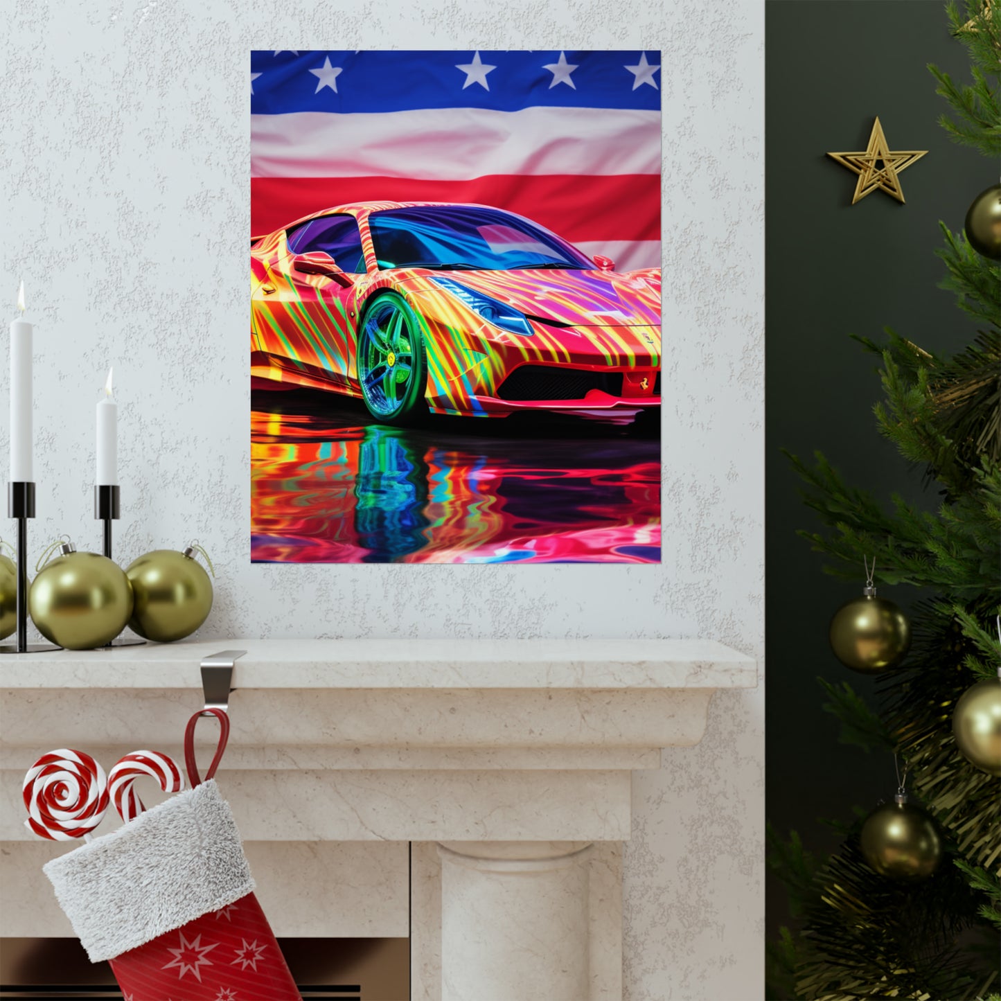 Premium Matte Vertical Posters Hyper Colorfull Ferrari 4