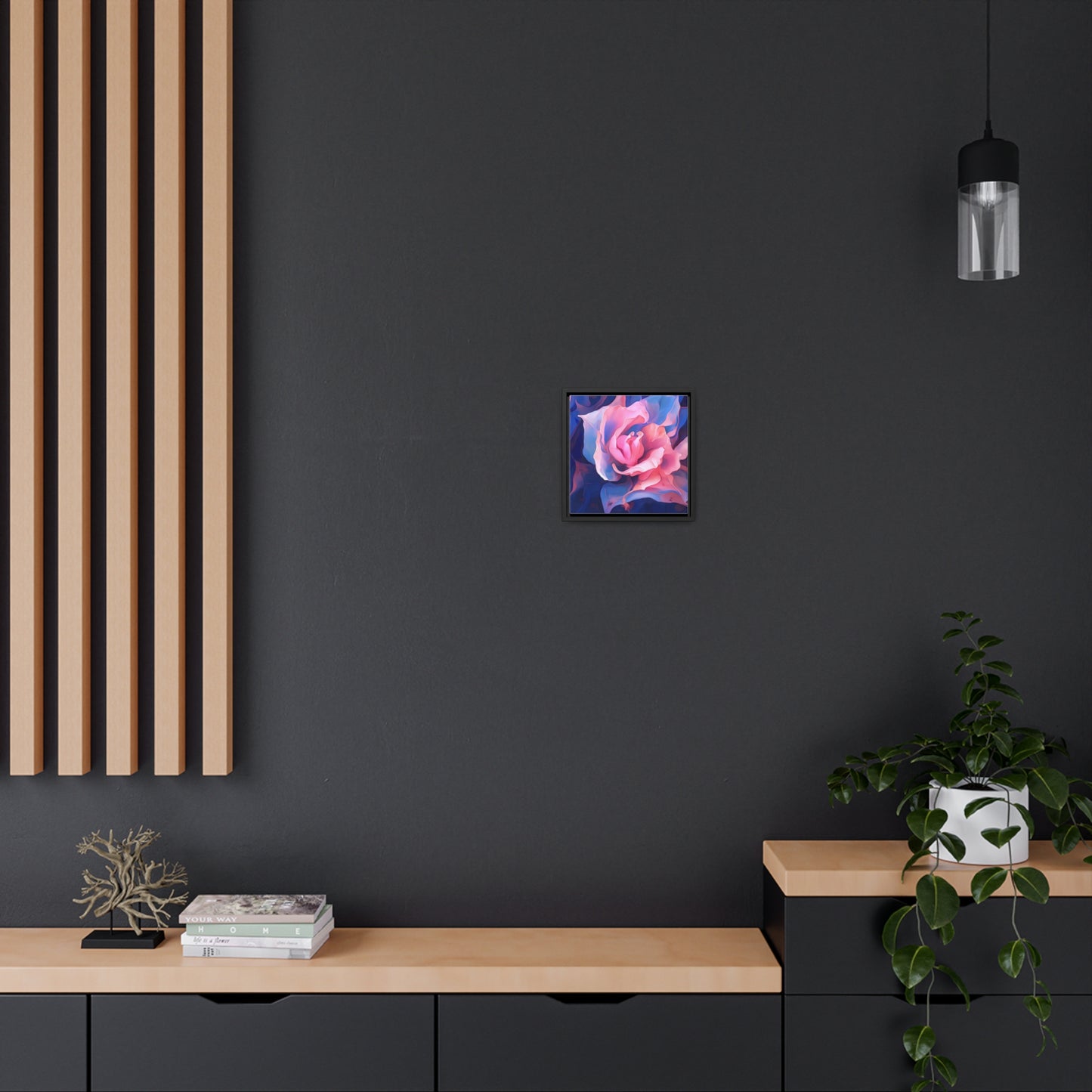 Gallery Canvas Wraps, Square Frame Pink & Blue Tulip Rose 1