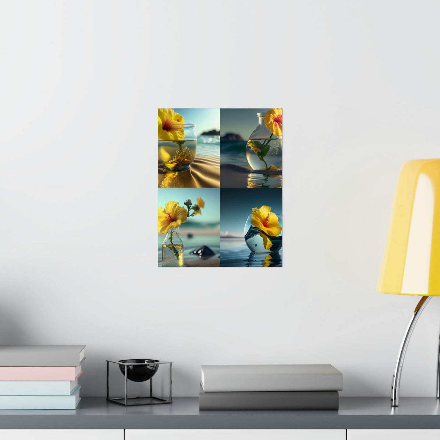 Premium Matte Vertical Posters Yellow Hibiscus glass 5