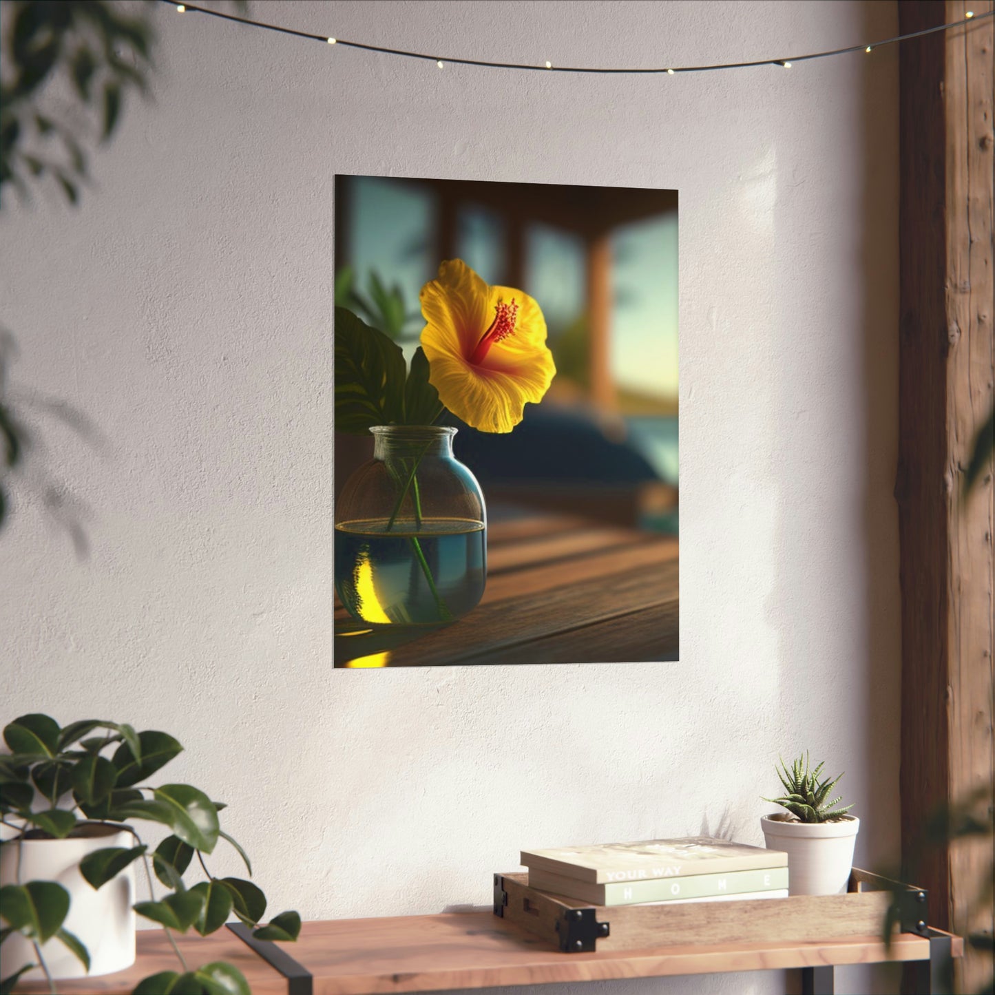 Premium Matte Vertical Posters Yellow Hibiscus Wood 2