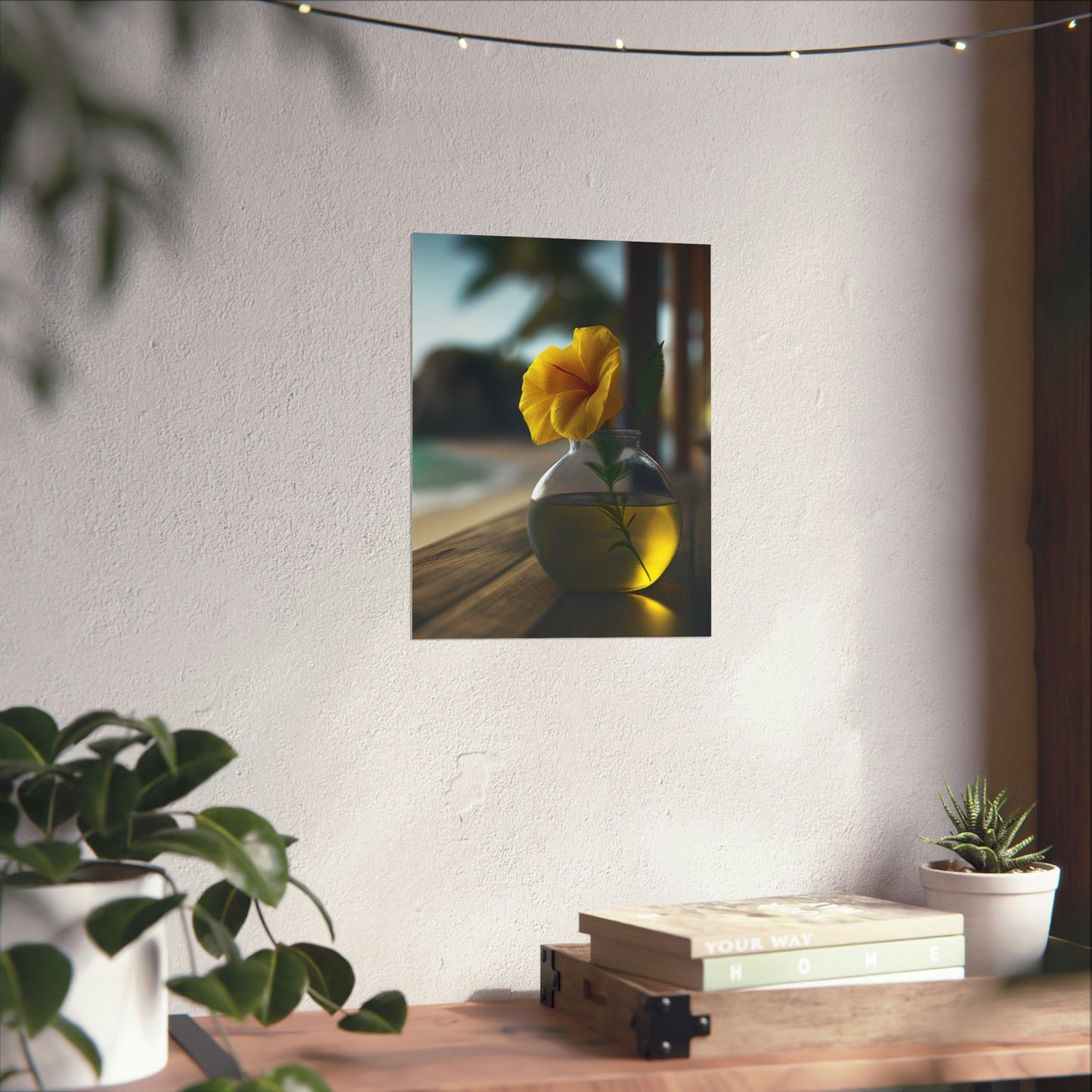 Premium Matte Vertical Posters Yellow Hibiscus Wood 3