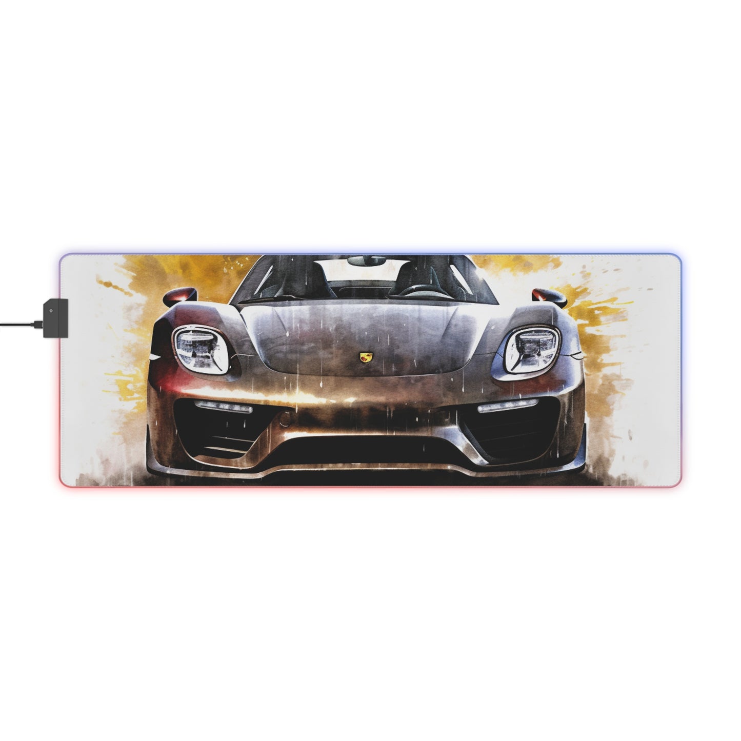 LED Gaming Mouse Pad 918 Spyder white background driving fast with water splashing 1