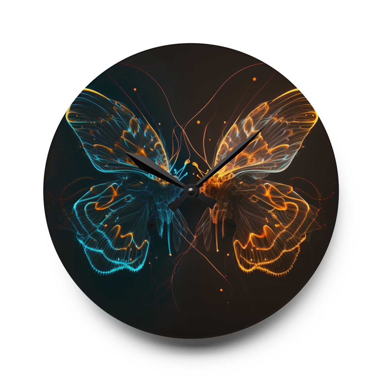 Acrylic Wall Clock Neon Glo Butterfly 1