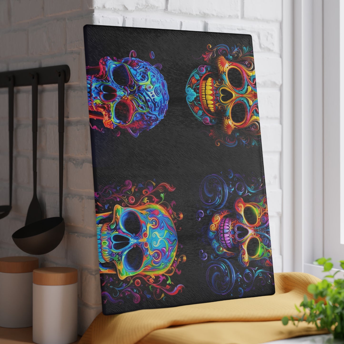 Glass Cutting Board Macro Skull Color 5