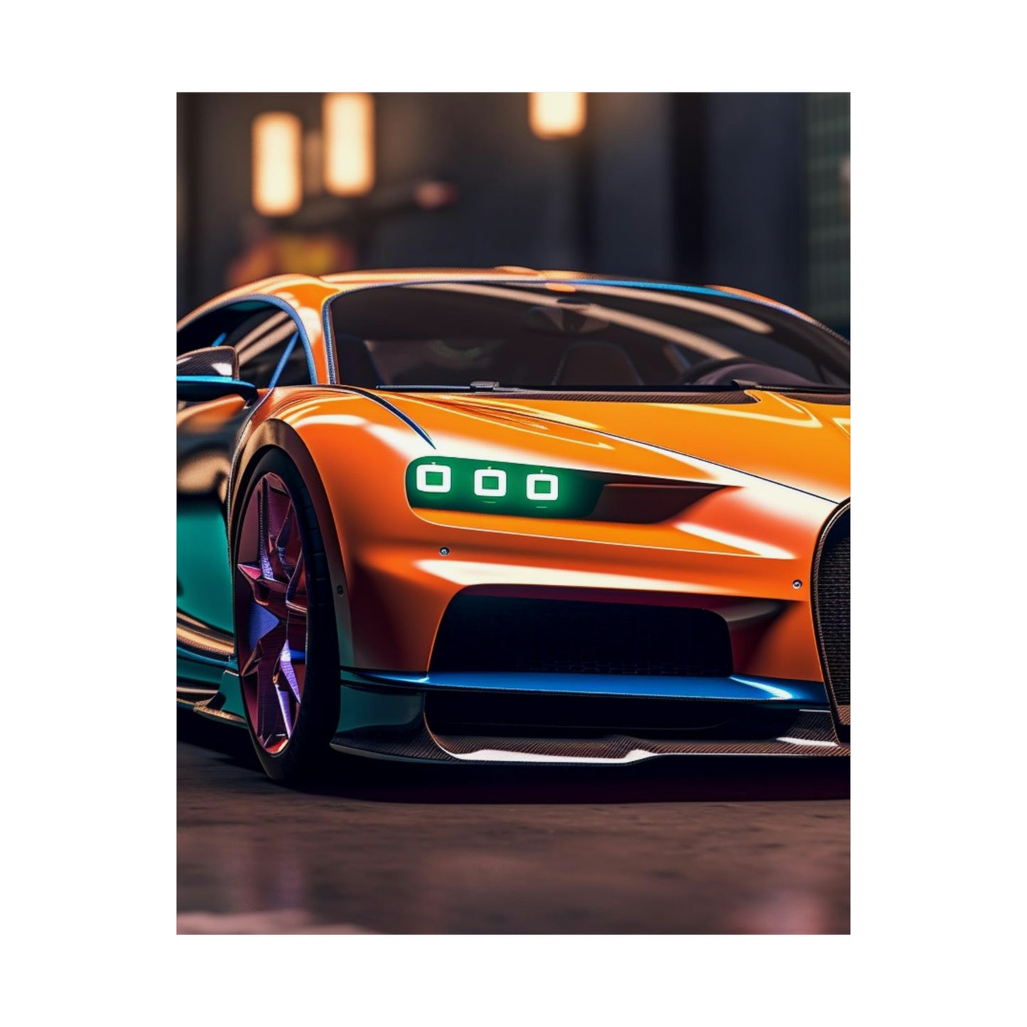 Premium Matte Vertical Posters Hyper Bugatti Neon Chiron 1