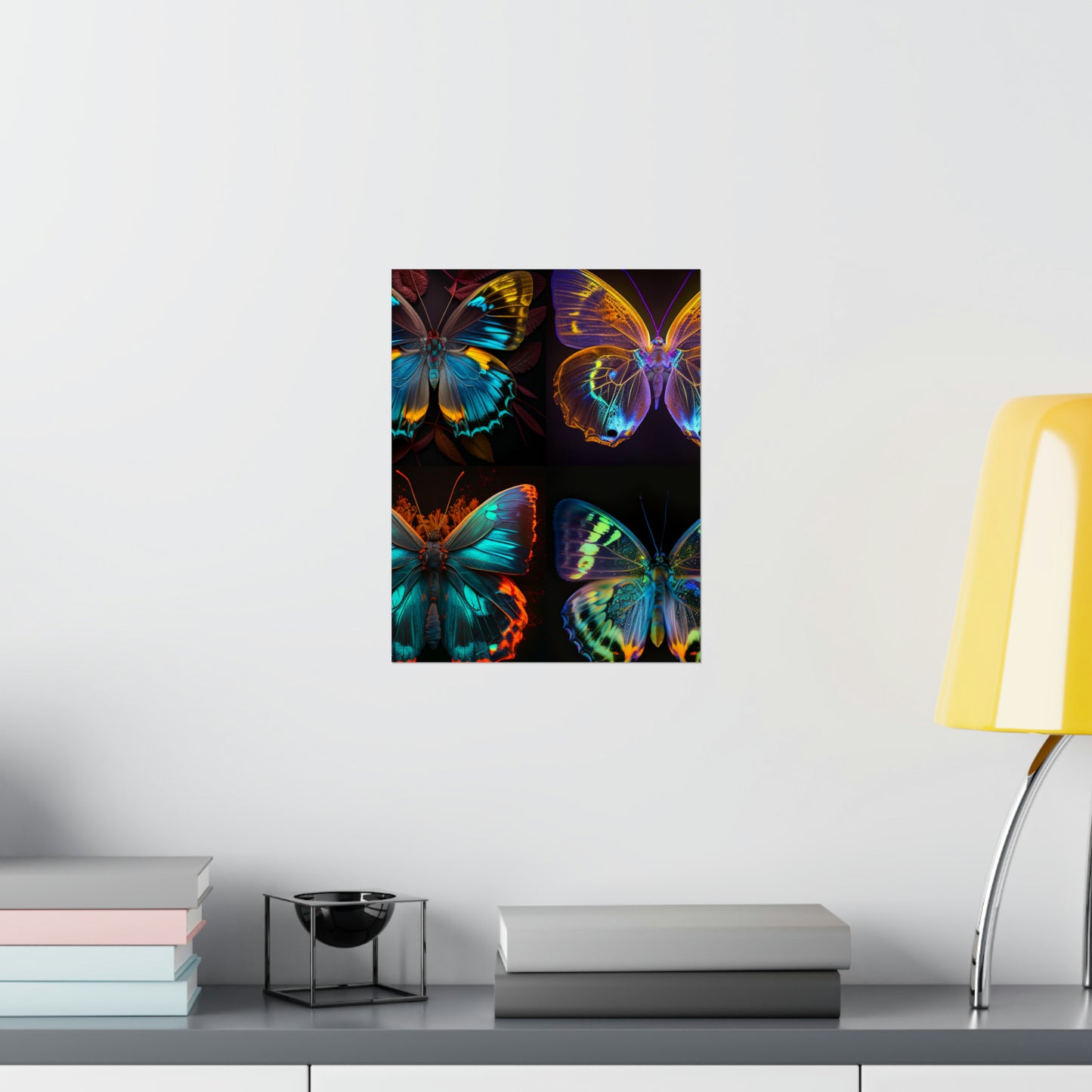 Premium Matte Vertical Posters Neon Butterfly Flair 5