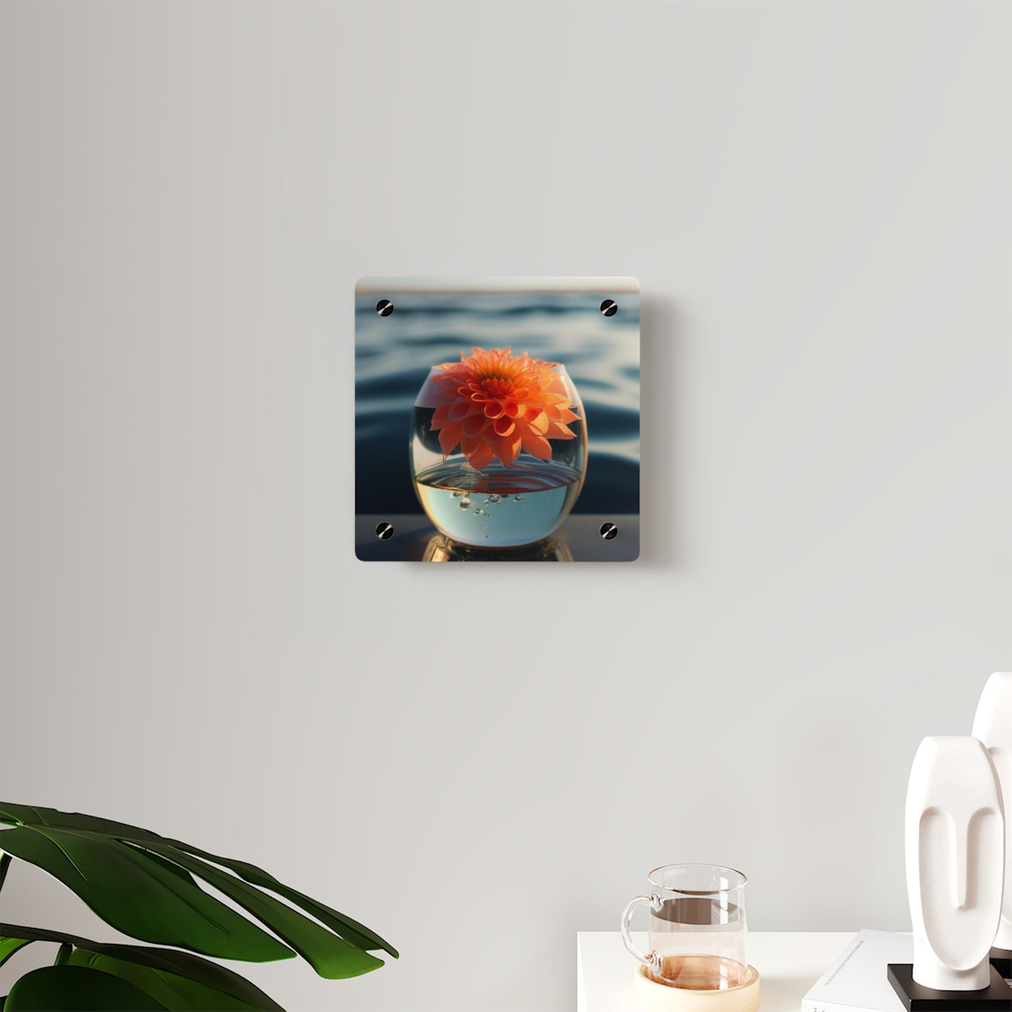 Acrylic Wall Art Panels Dahlia Orange 2