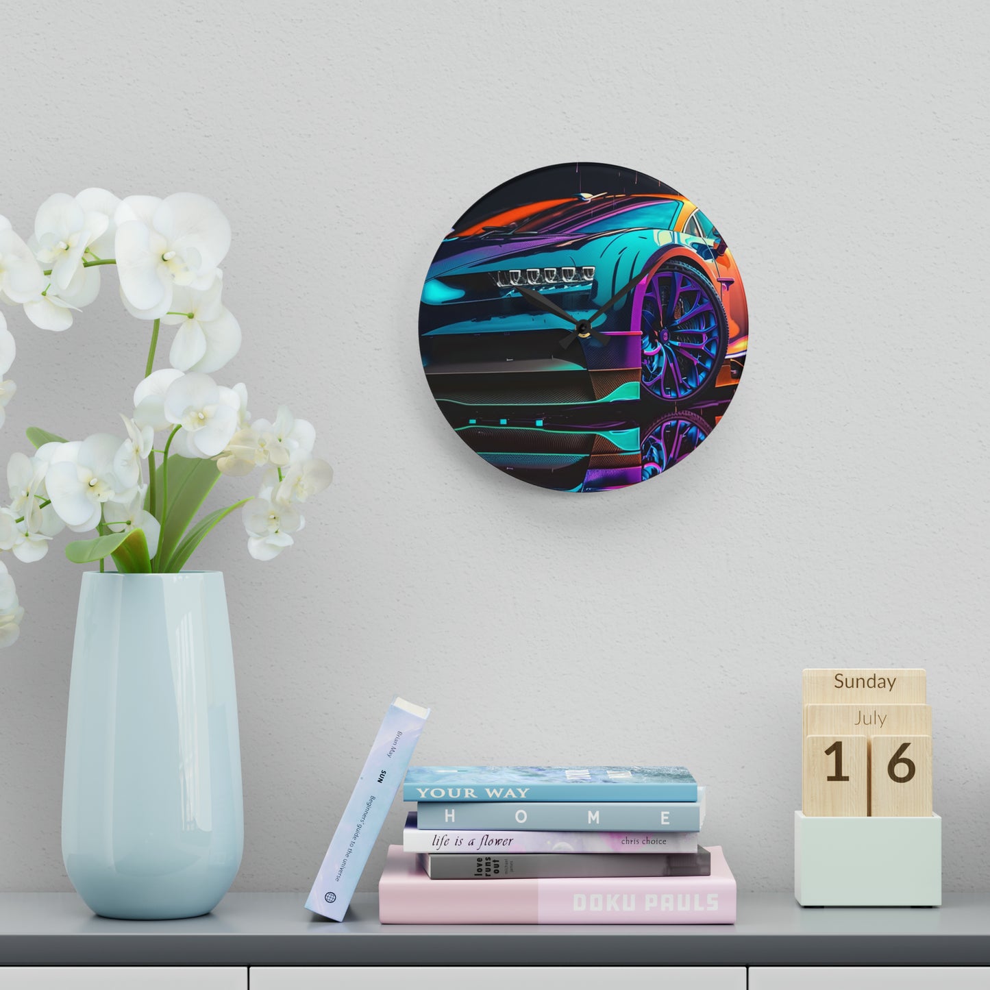 Acrylic Wall Clock Bugatti Neon Chiron 1