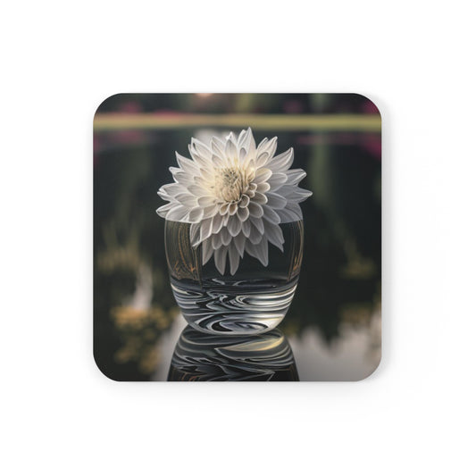 Corkwood Coaster Set White Dahlia 2