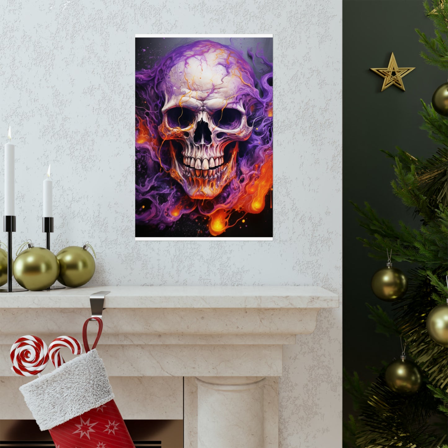 Premium Matte Vertical Posters Skull Flames 2