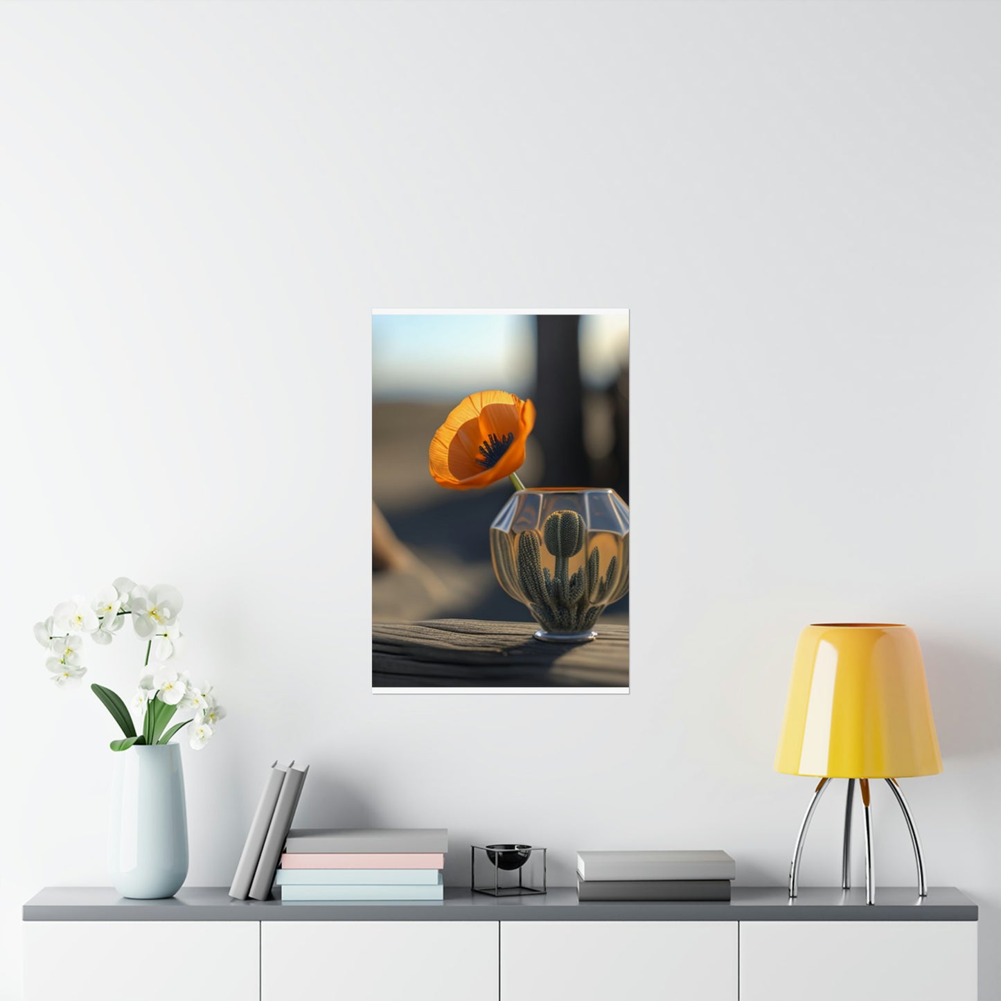 Premium Matte Vertical Posters Orange Poppy in a Vase 2