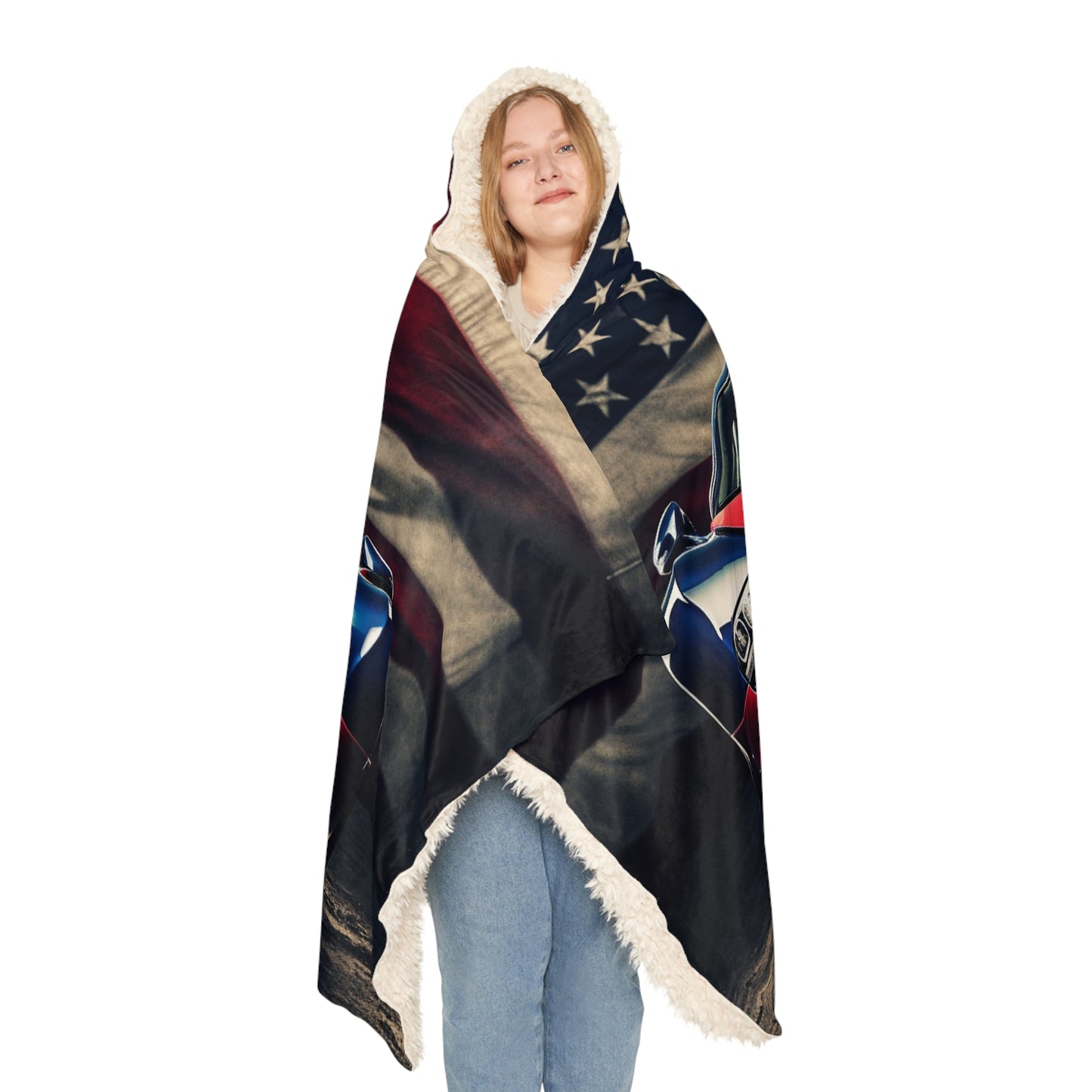 Snuggle Hooded Blanket Bugatti American Flag 3