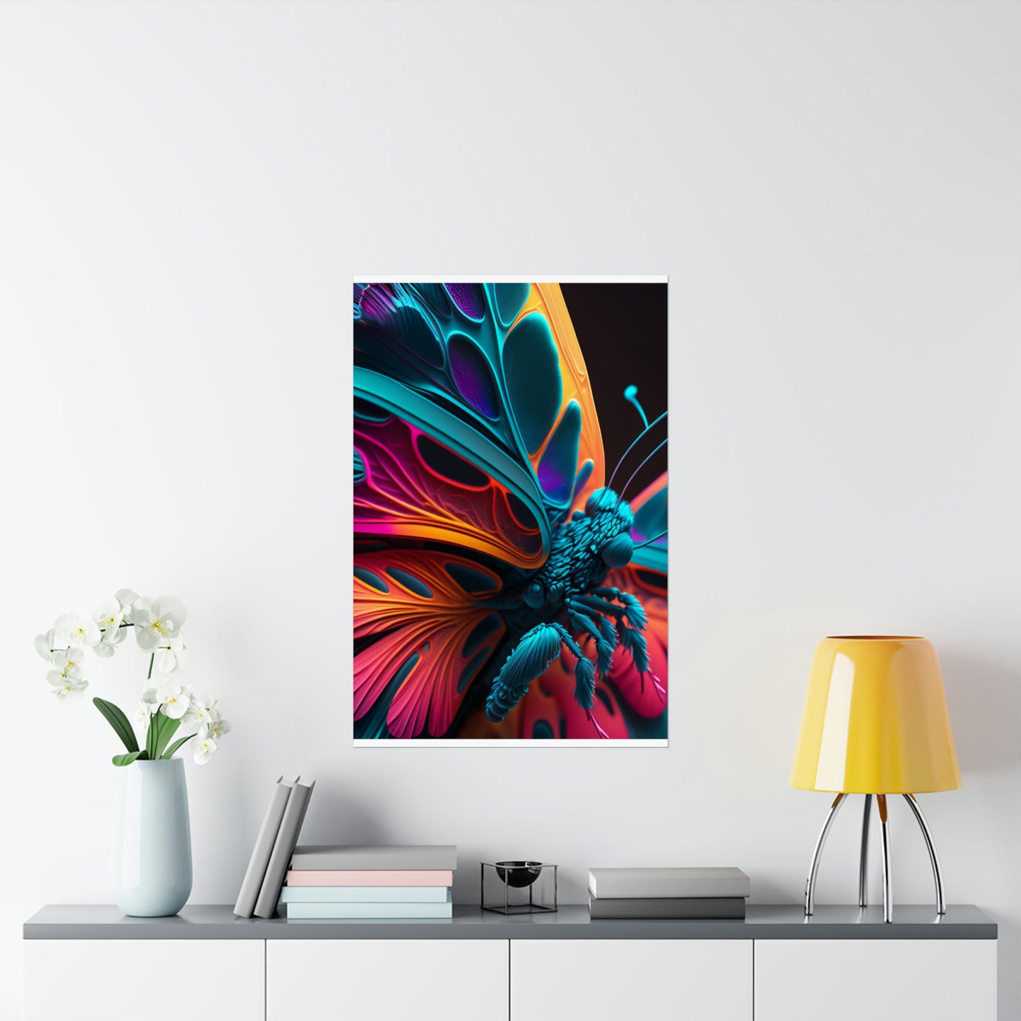 Premium Matte Vertical Posters Neon Butterfly Macro 4