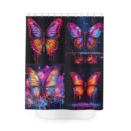 Polyester Shower Curtain Pink Butterfly Flair 5