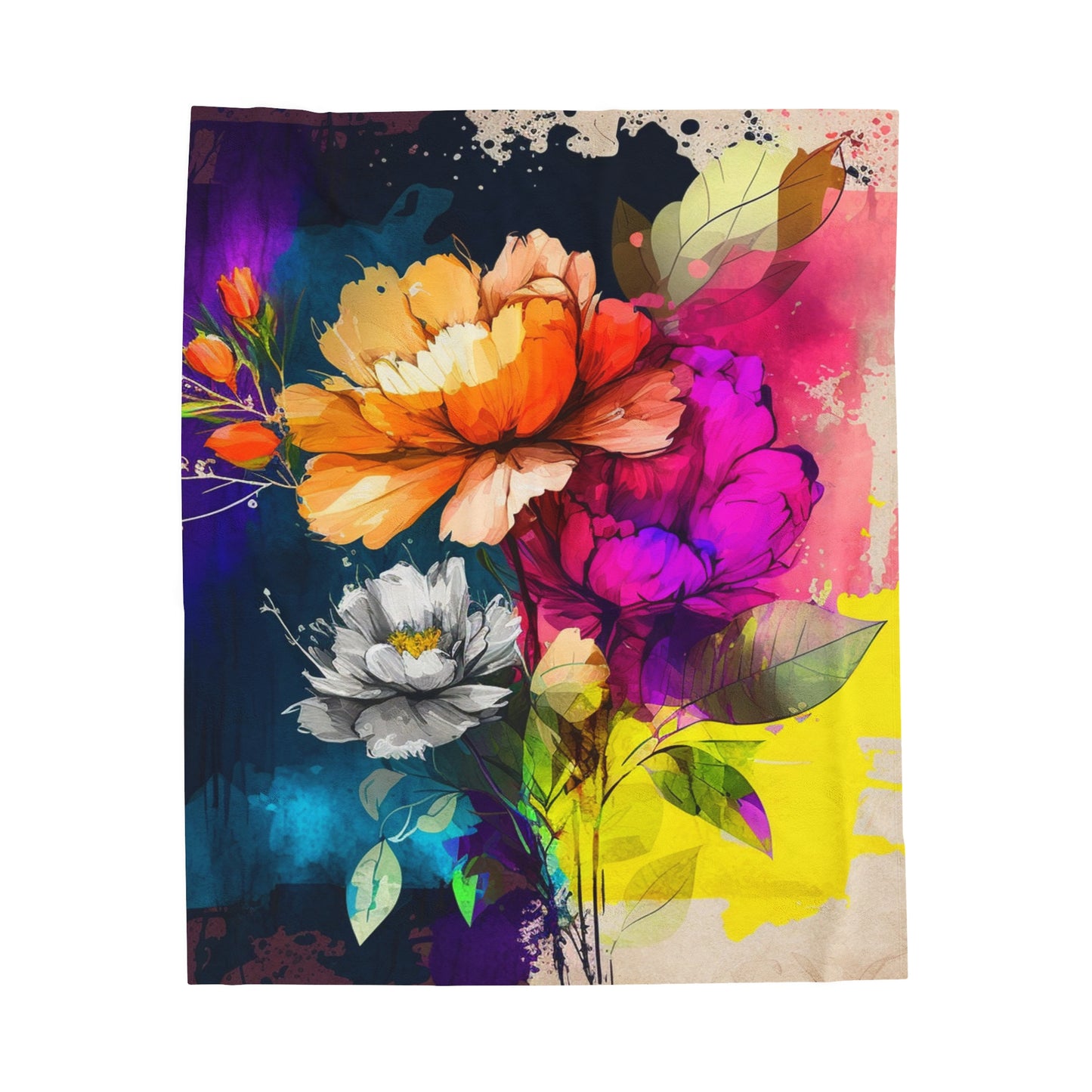 Velveteen Plush Blanket Bright Spring Flowers 4