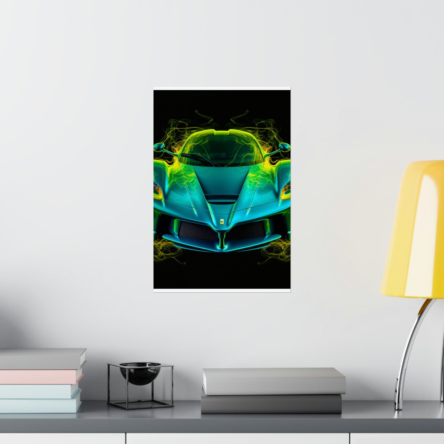 Premium Matte Vertical Posters Ferrari Neon 2