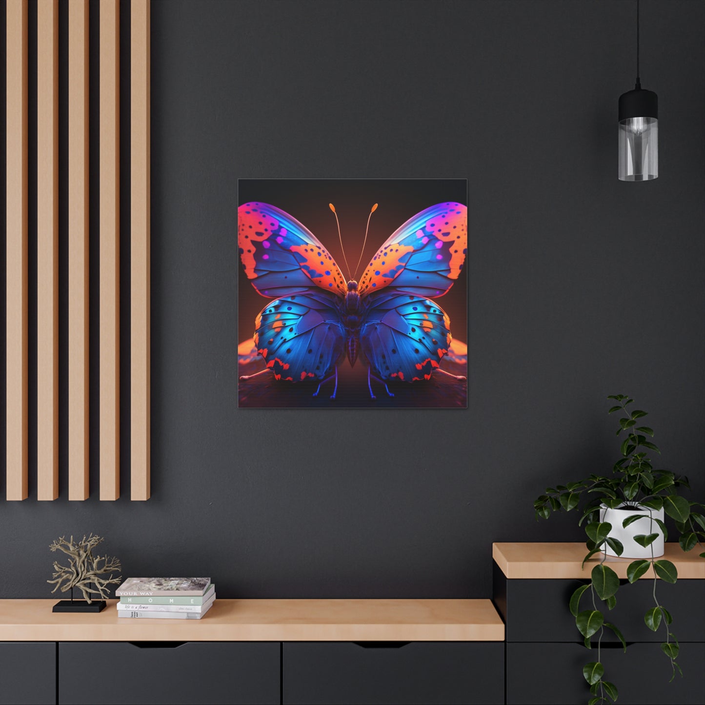 Canvas Gallery Wraps Neon Butterfly Macro 3