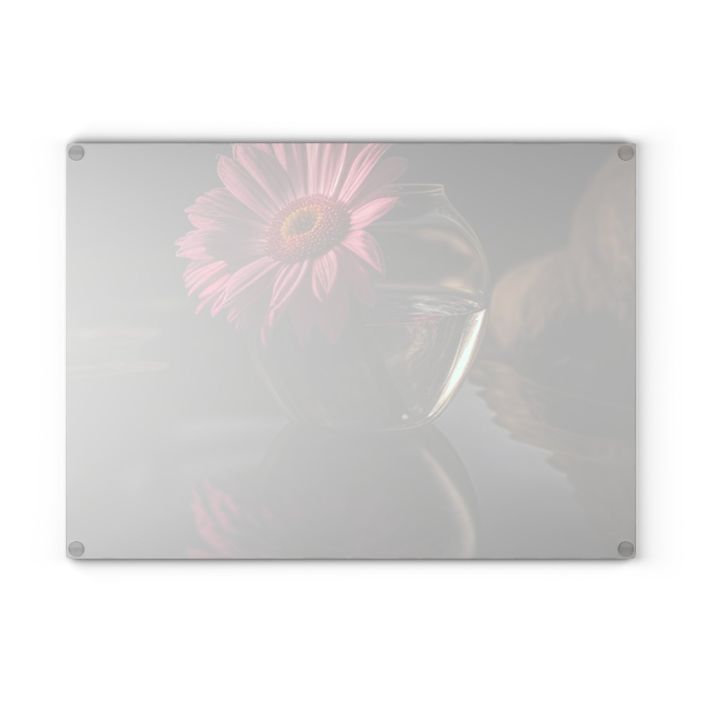 Glass Cutting Board Pink Daisy 2