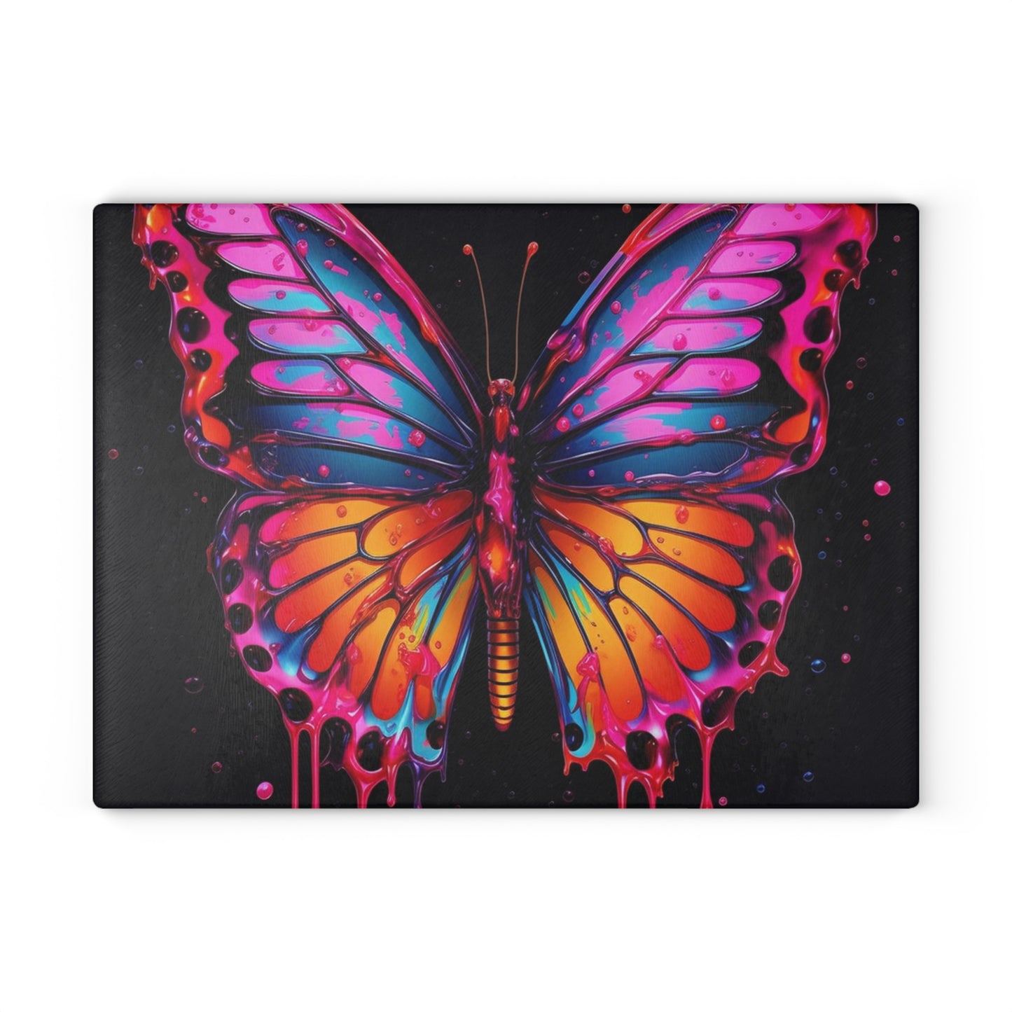 Glass Cutting Board Pink Butterfly Flair 1