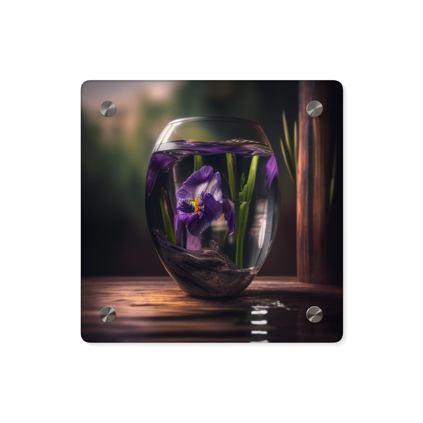 Acrylic Wall Art Panels Purple Iris in a vase 4