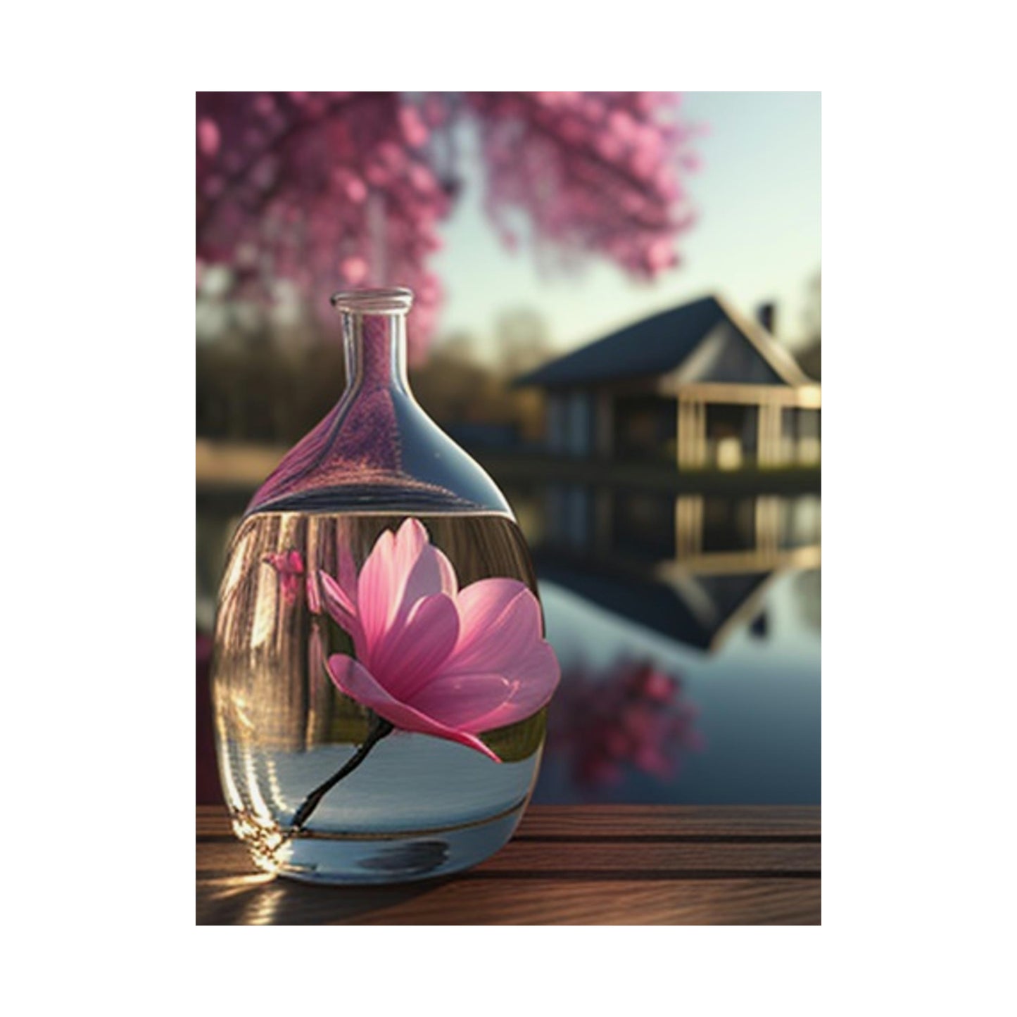 Premium Matte Vertical Posters Magnolia in a Glass vase 2