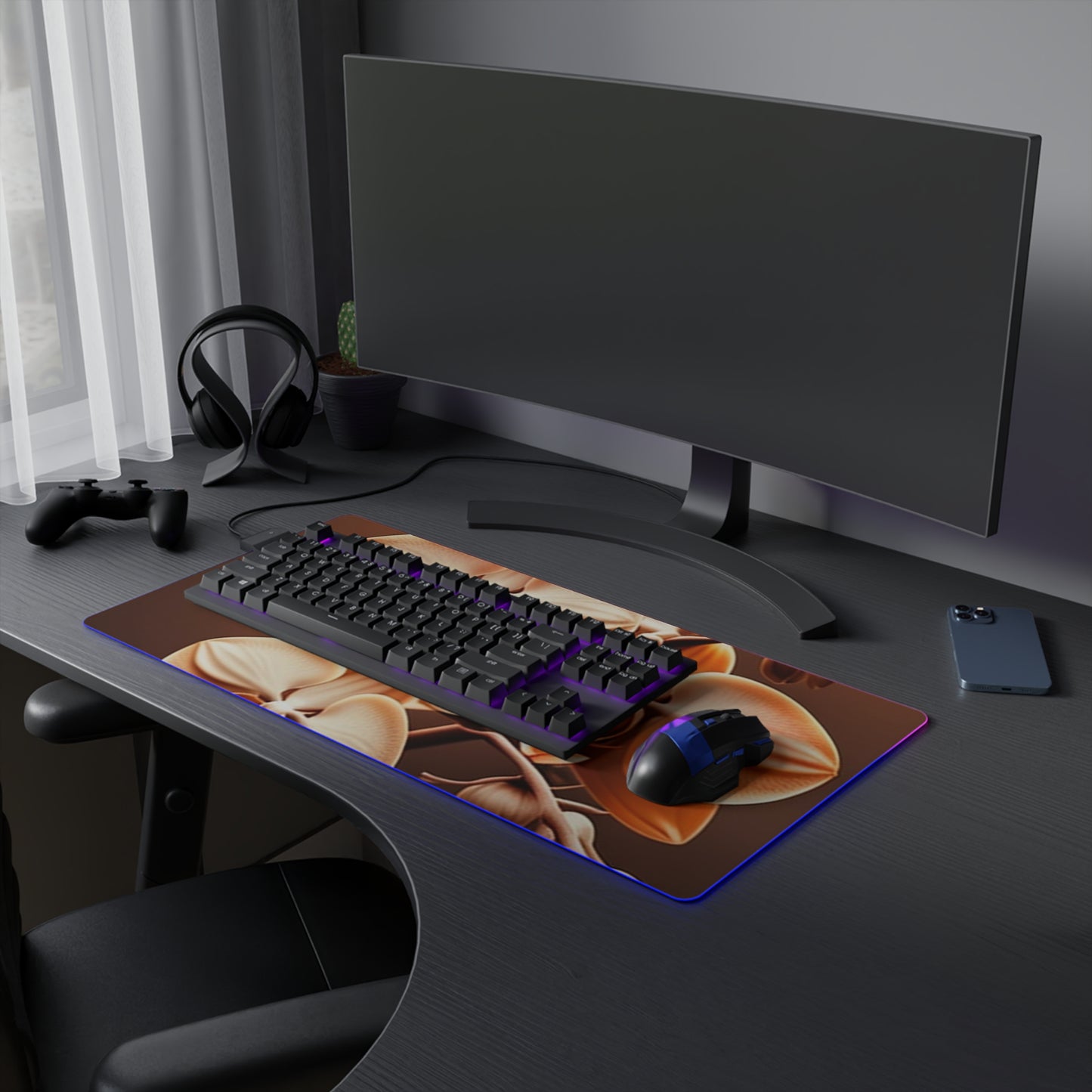 LED Gaming Mouse Pad orchid pedals 3