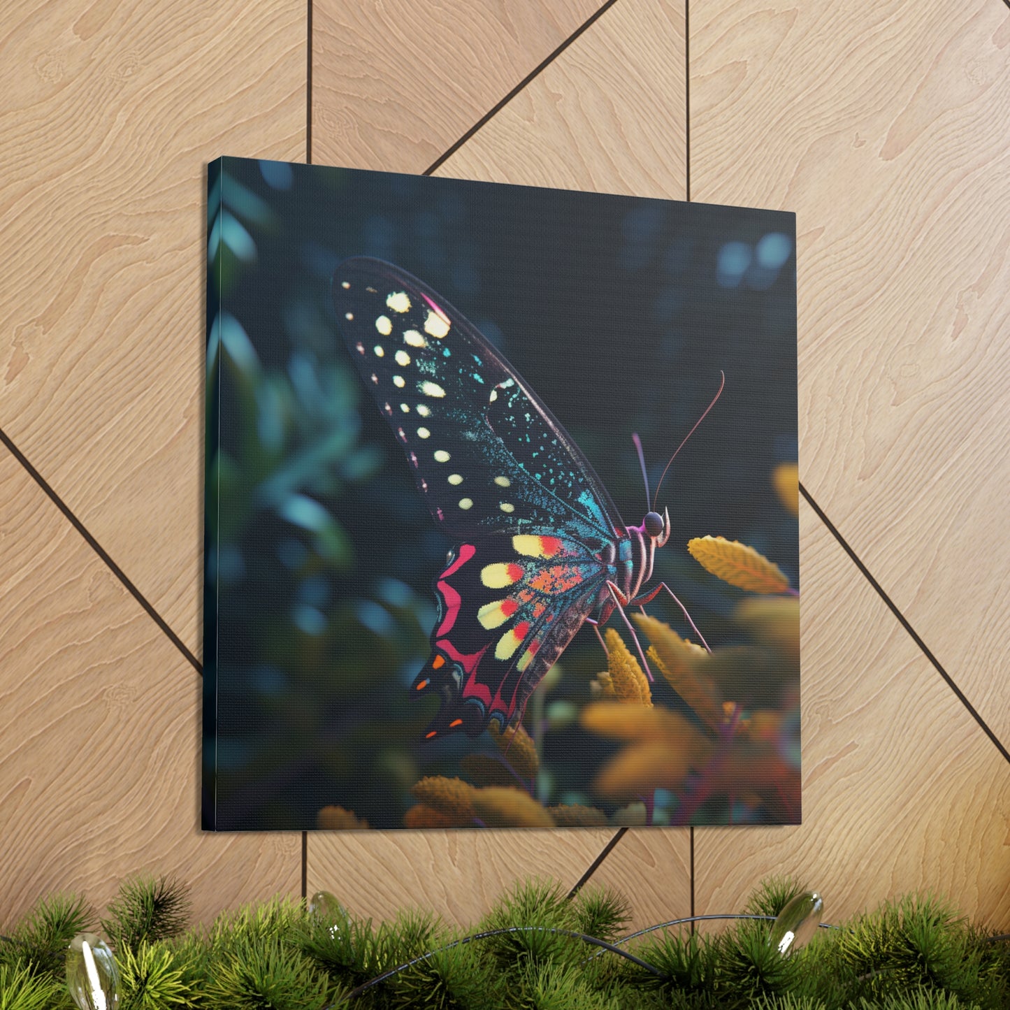 Canvas Gallery Wraps Hyper Colorful Butterfly Macro 2