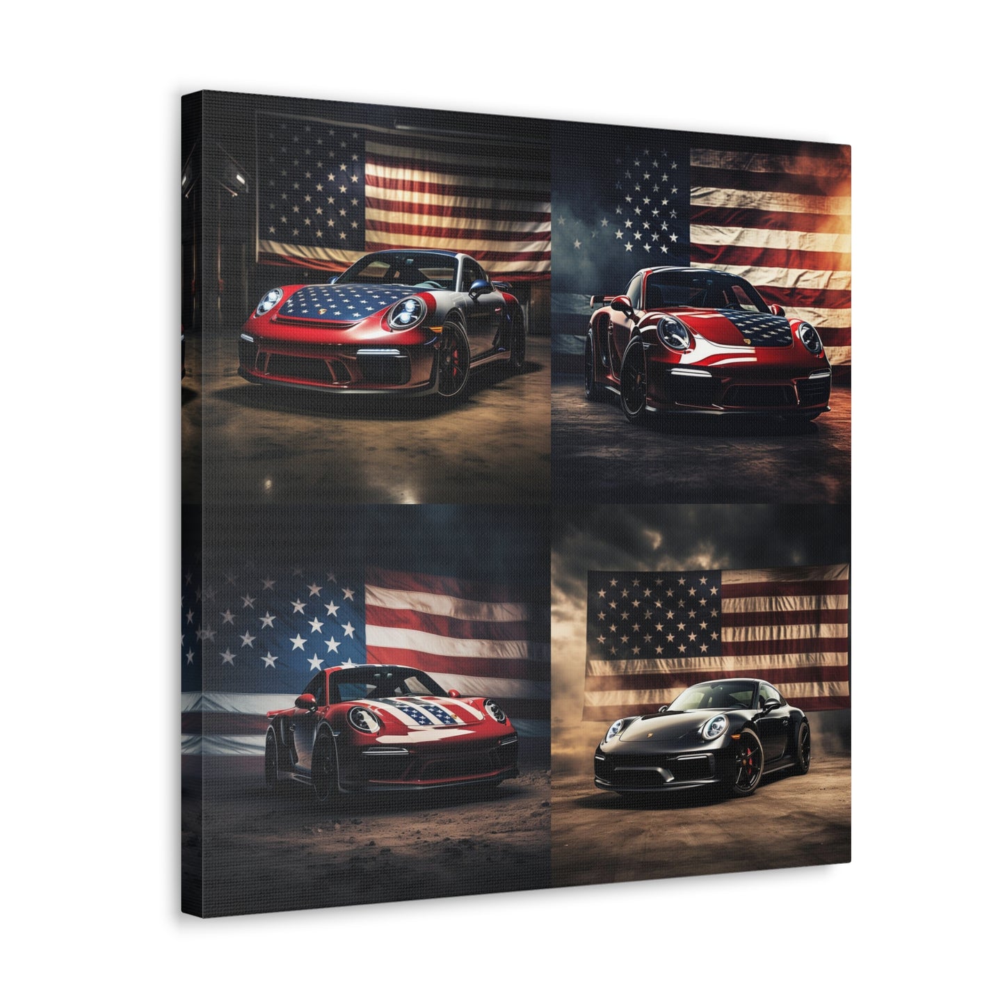 Canvas Gallery Wraps American Flag Background Porsche 5