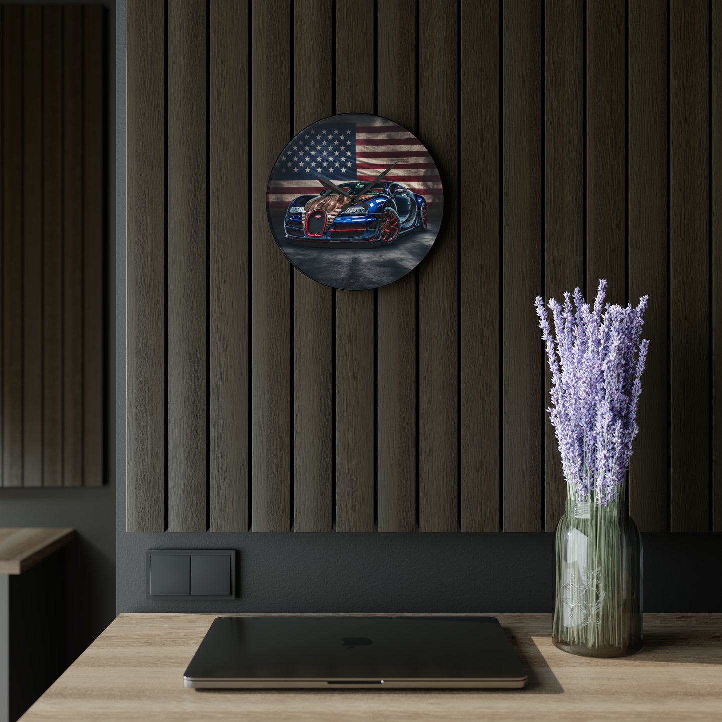 Acrylic Wall Clock Bugatti American Flag 4