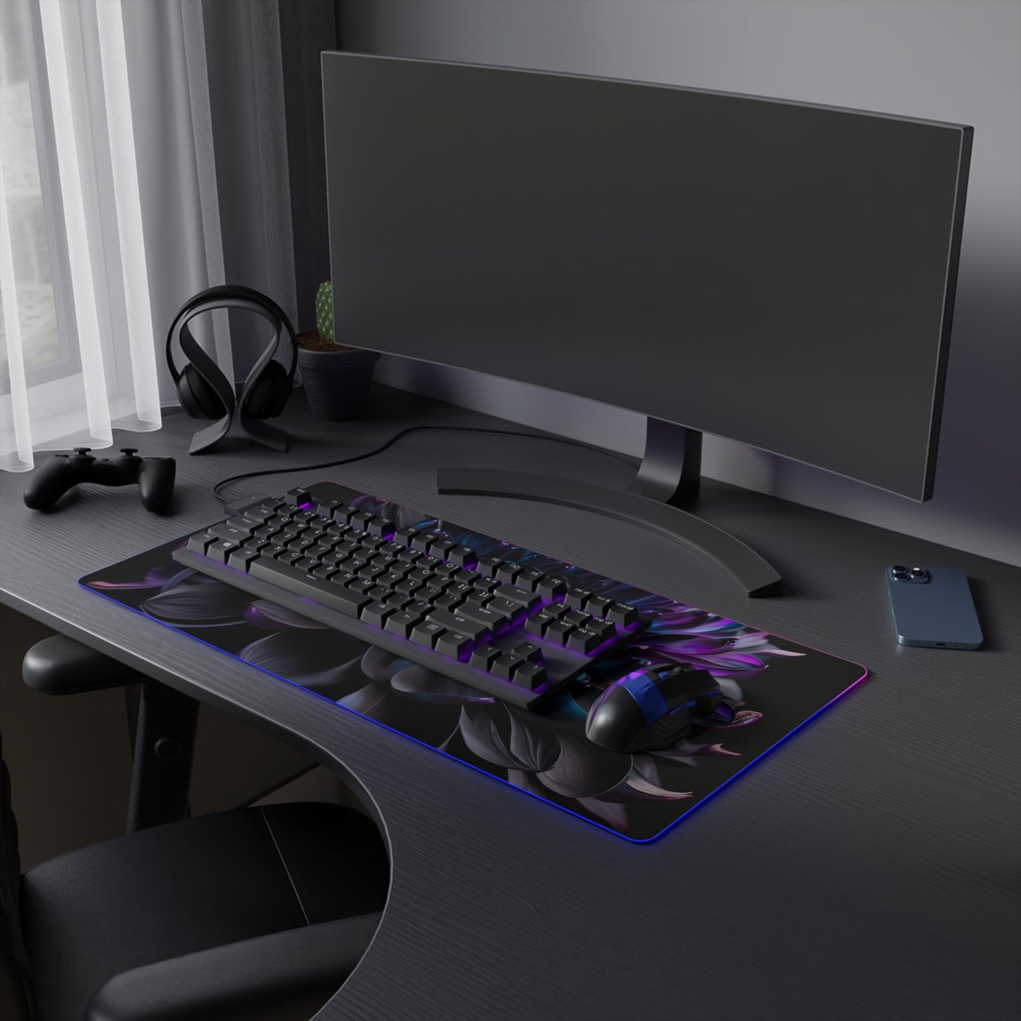 LED Gaming Mouse Pad Dahlia Purple 2