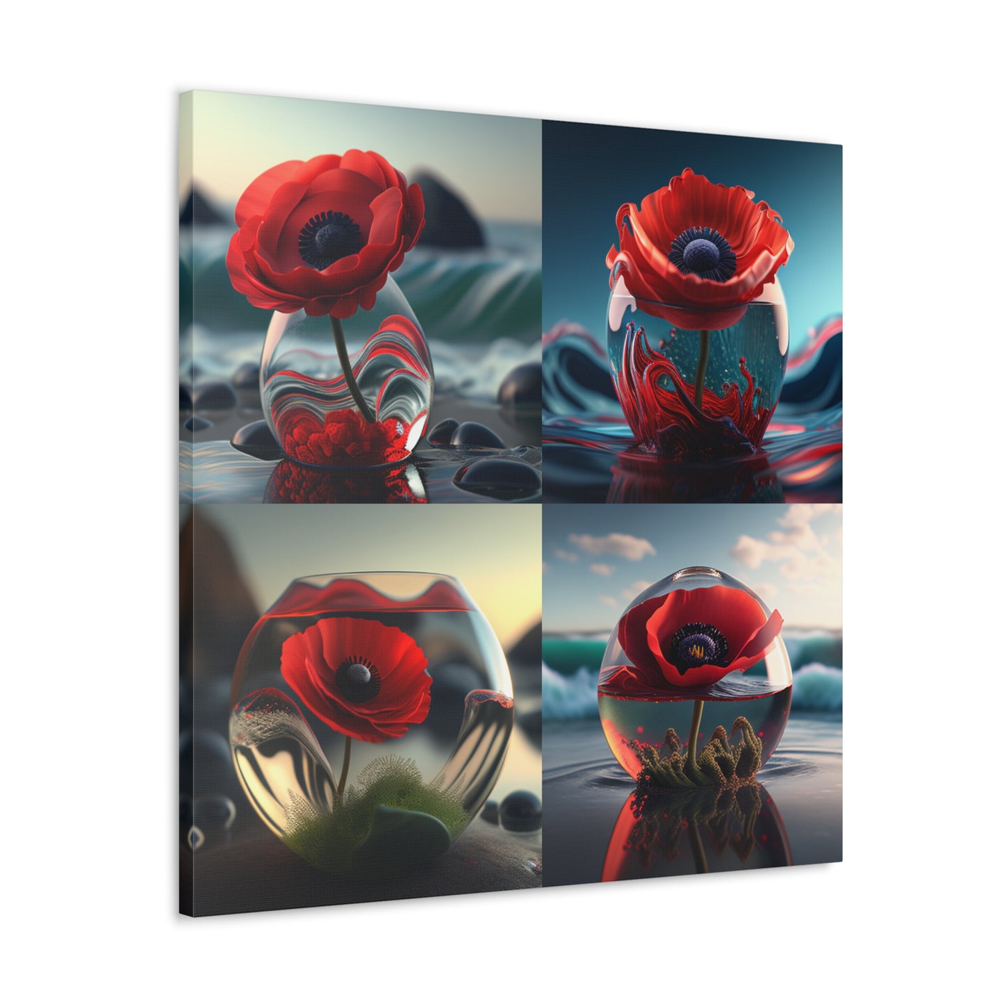 Canvas Gallery Wraps Red Anemone in a Vase 5