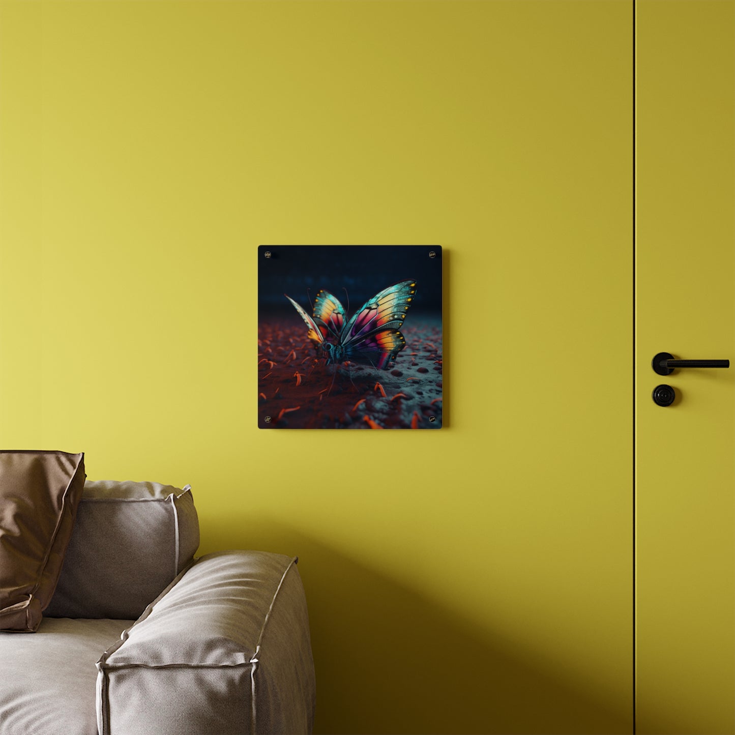 Acrylic Wall Art Panels Hyper Colorful Butterfly Macro 1