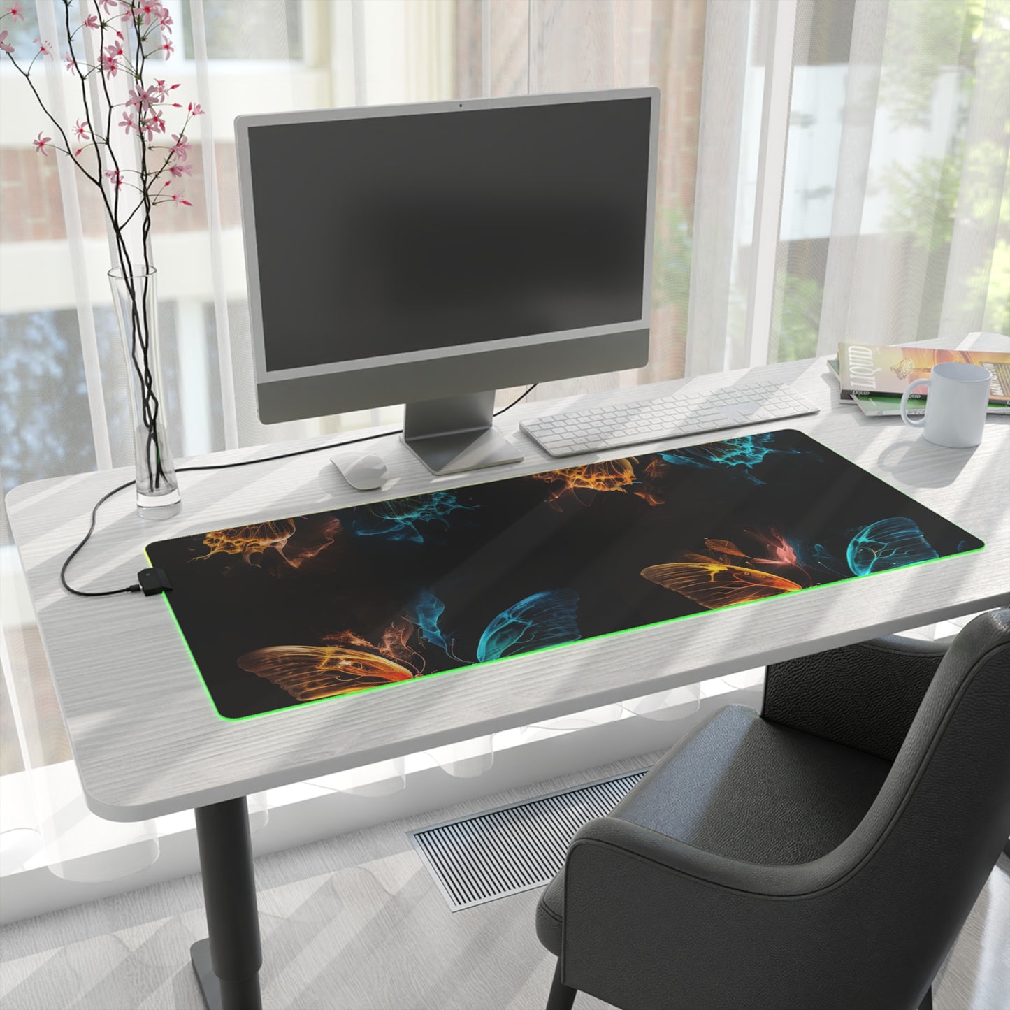 LED Gaming Mouse Pad Kiss Neon Butterfly 5