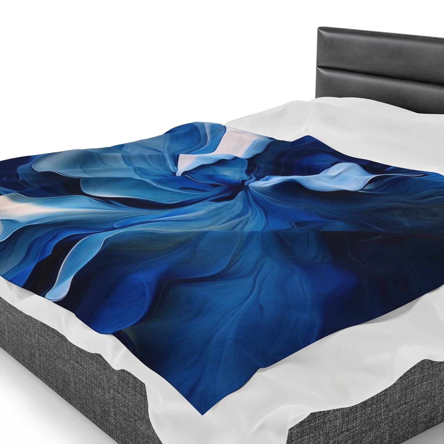 Velveteen Plush Blanket Abstract Blue Tulip 4