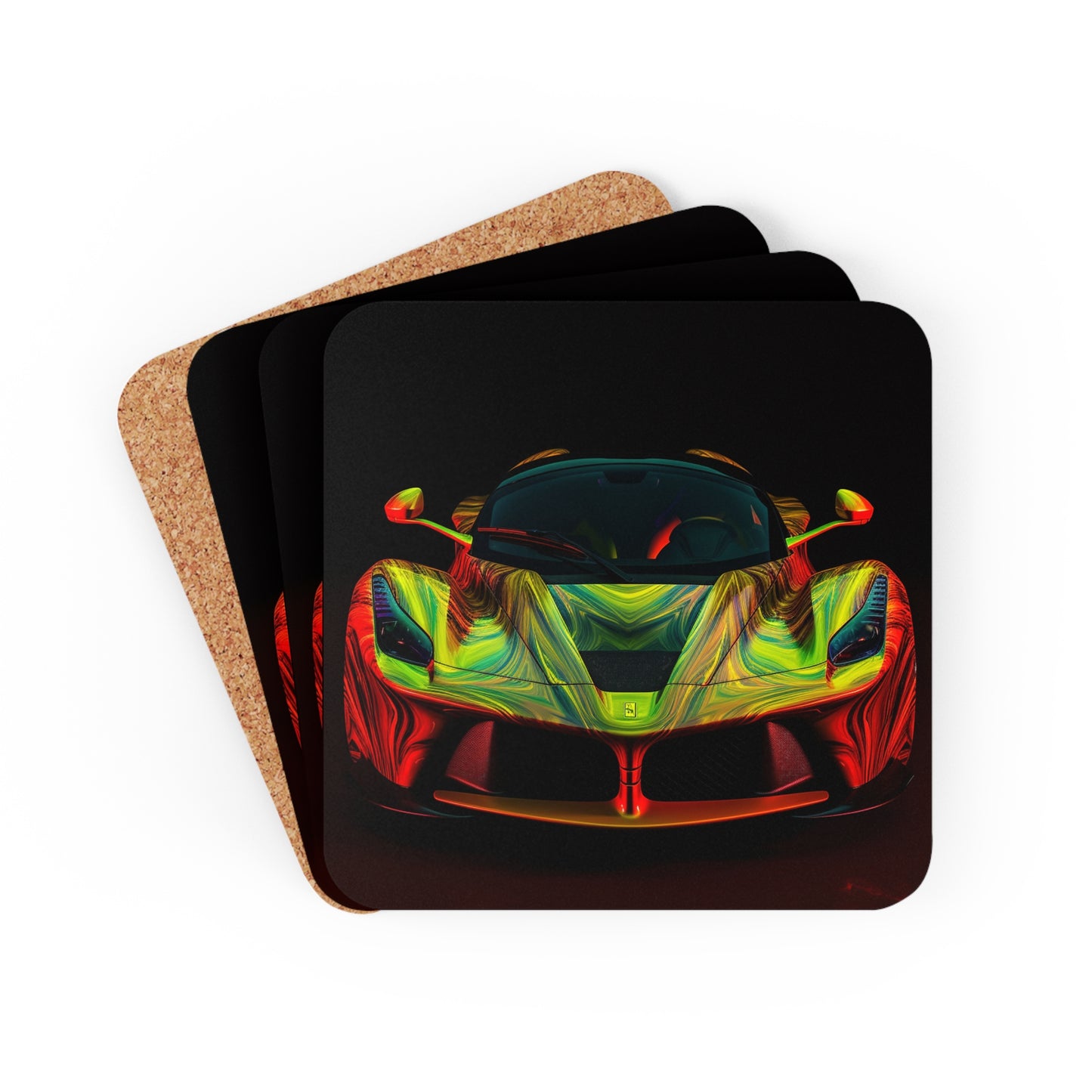 Corkwood Coaster Set Ferrari Neon 1