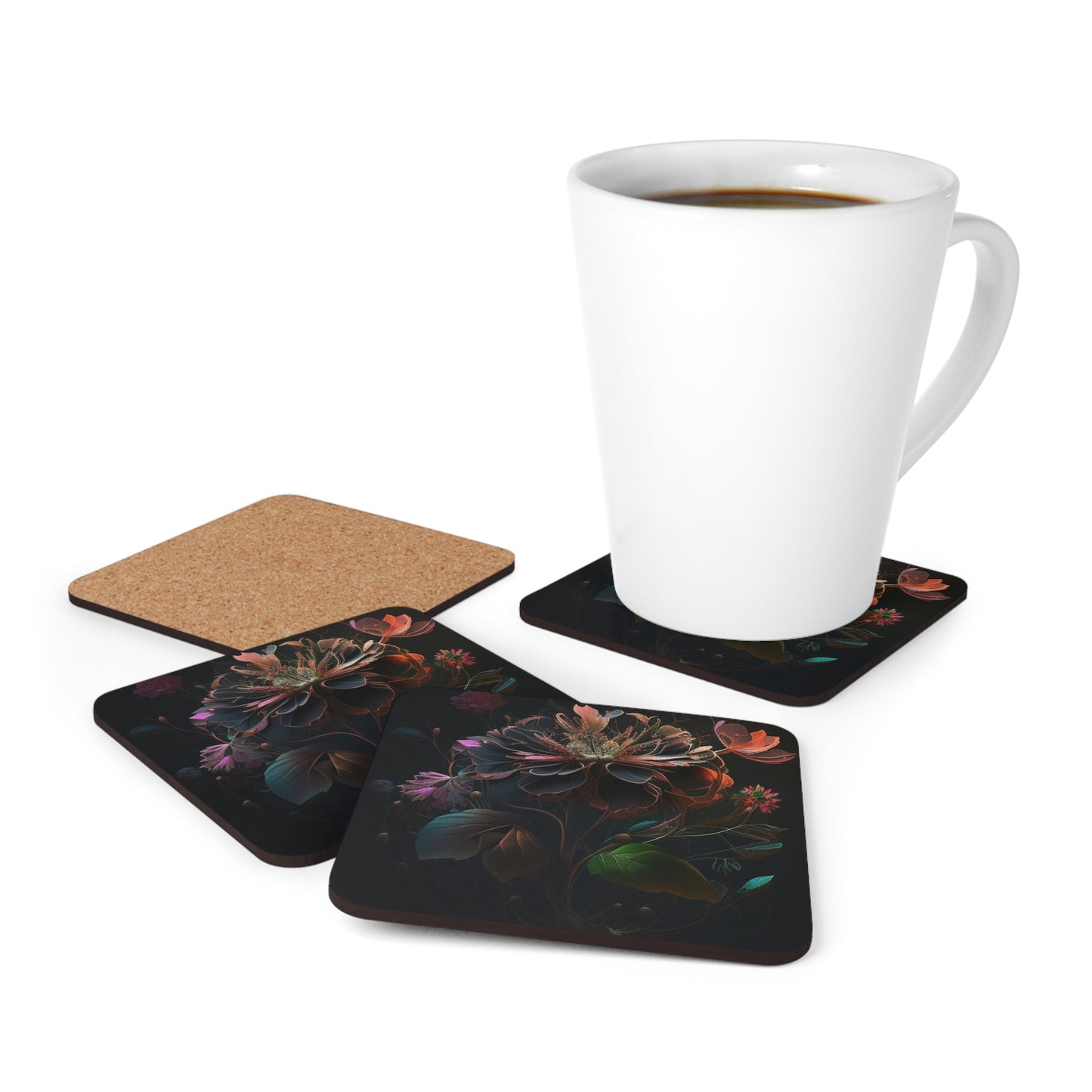 Corkwood Coaster Set Flower Arangment 2