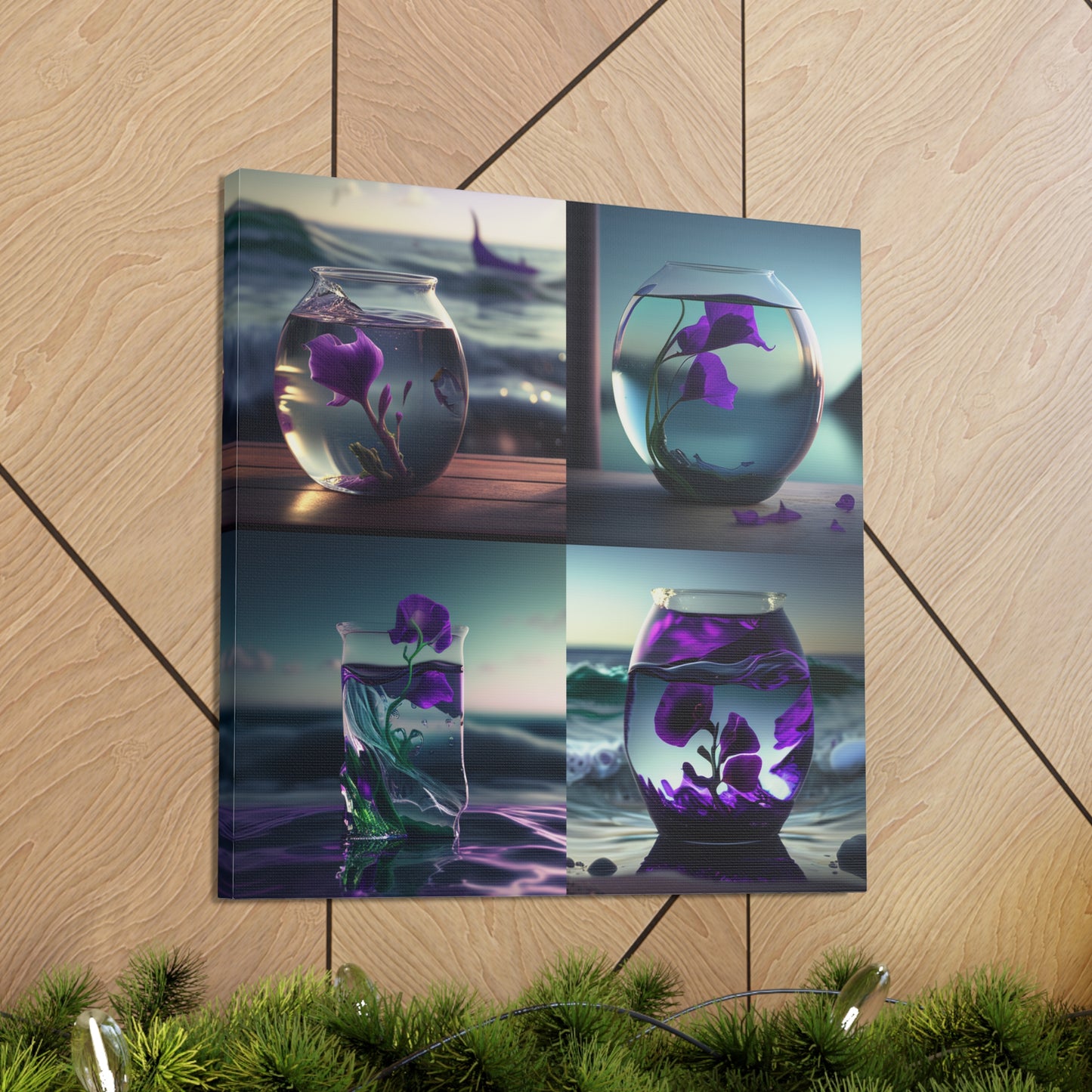Canvas Gallery Wraps Purple Sweet pea in a vase 5
