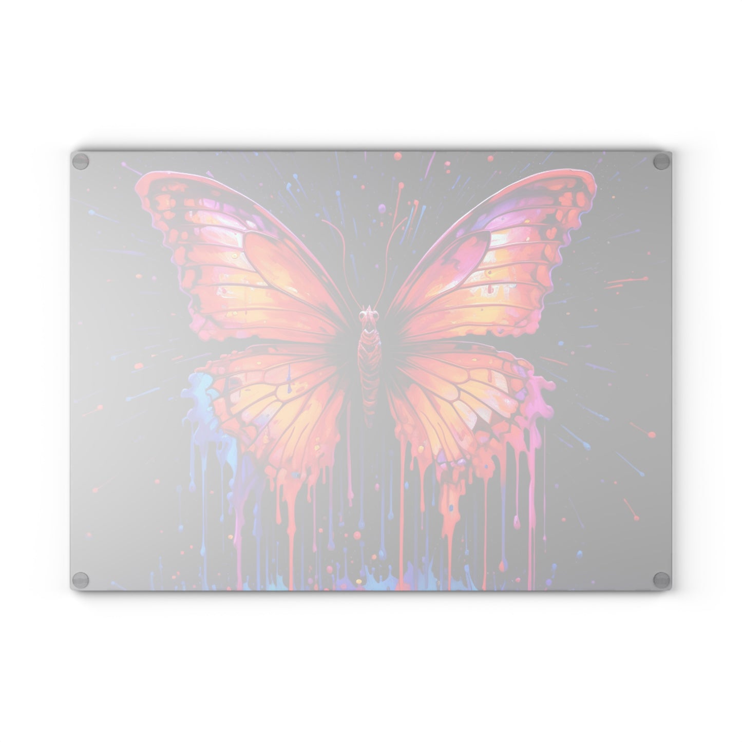 Glass Cutting Board Pink Butterfly Flair 4